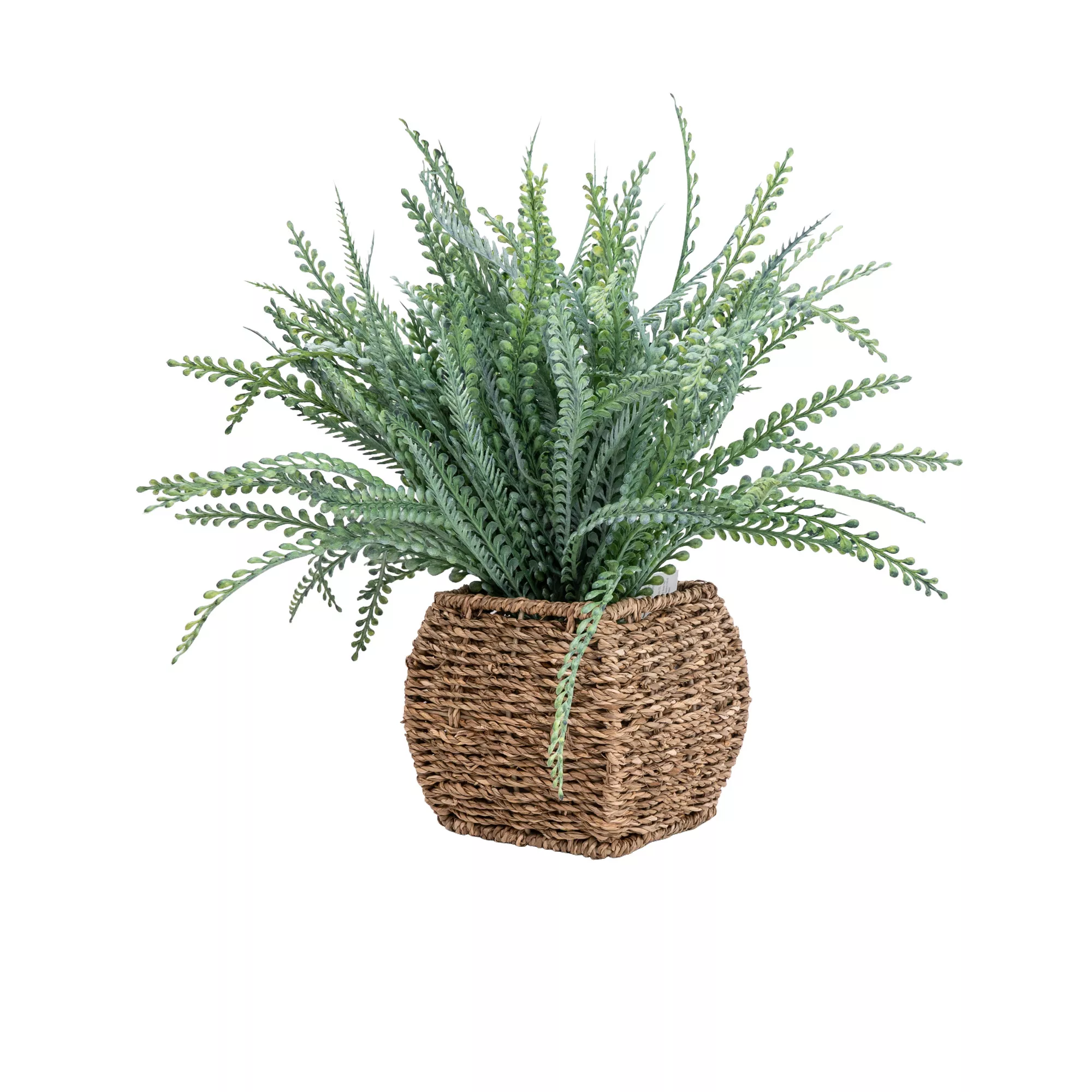 43cm Fern Artificial Plant In Brown Seagrass Basket - Image 2