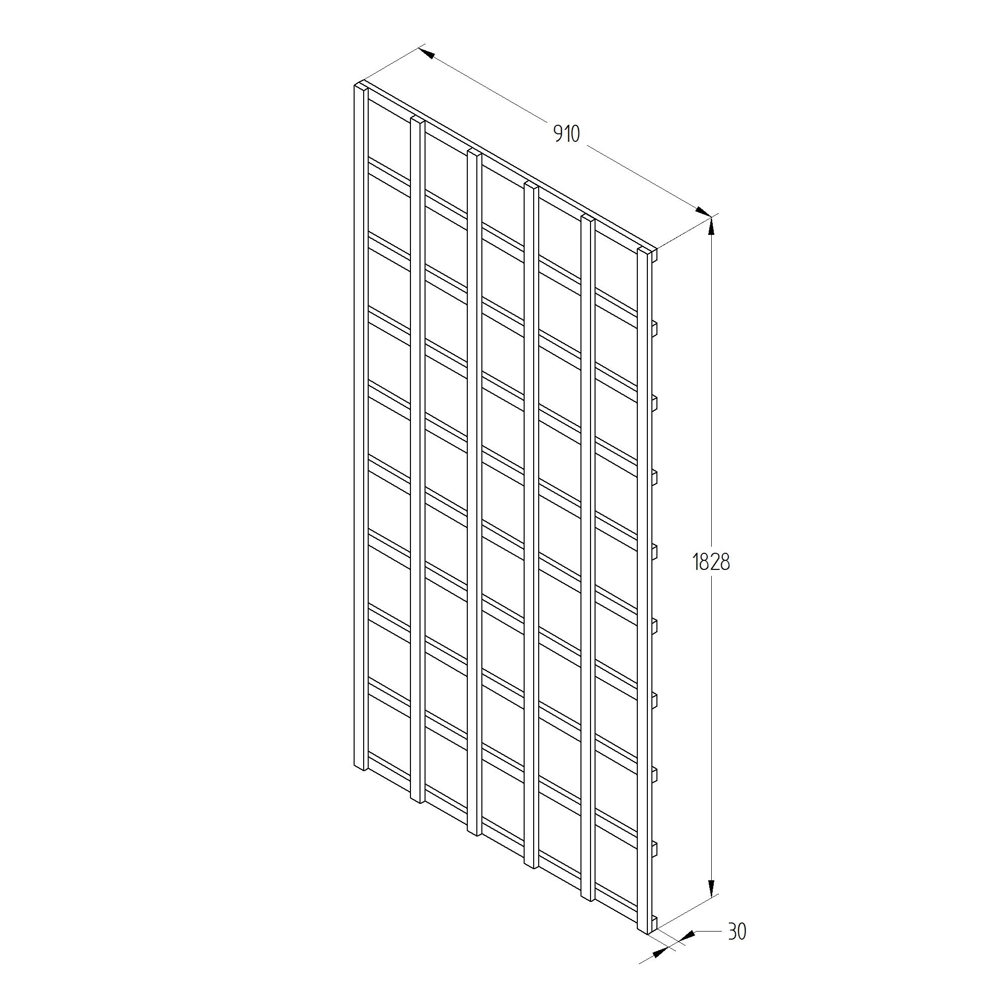 6ft Pine Trellis Panel, Pack Of 3 (W)91cm X (H)183cm - Image 3