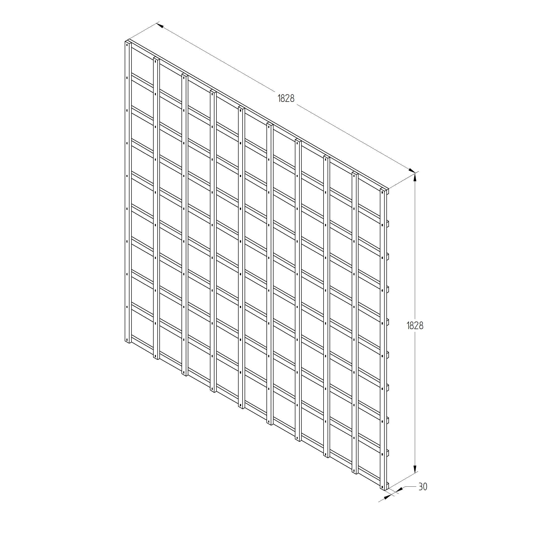 6ft Pine Trellis Panel, Pack Of 4 (W)183cm X (H)183cm - Image 3