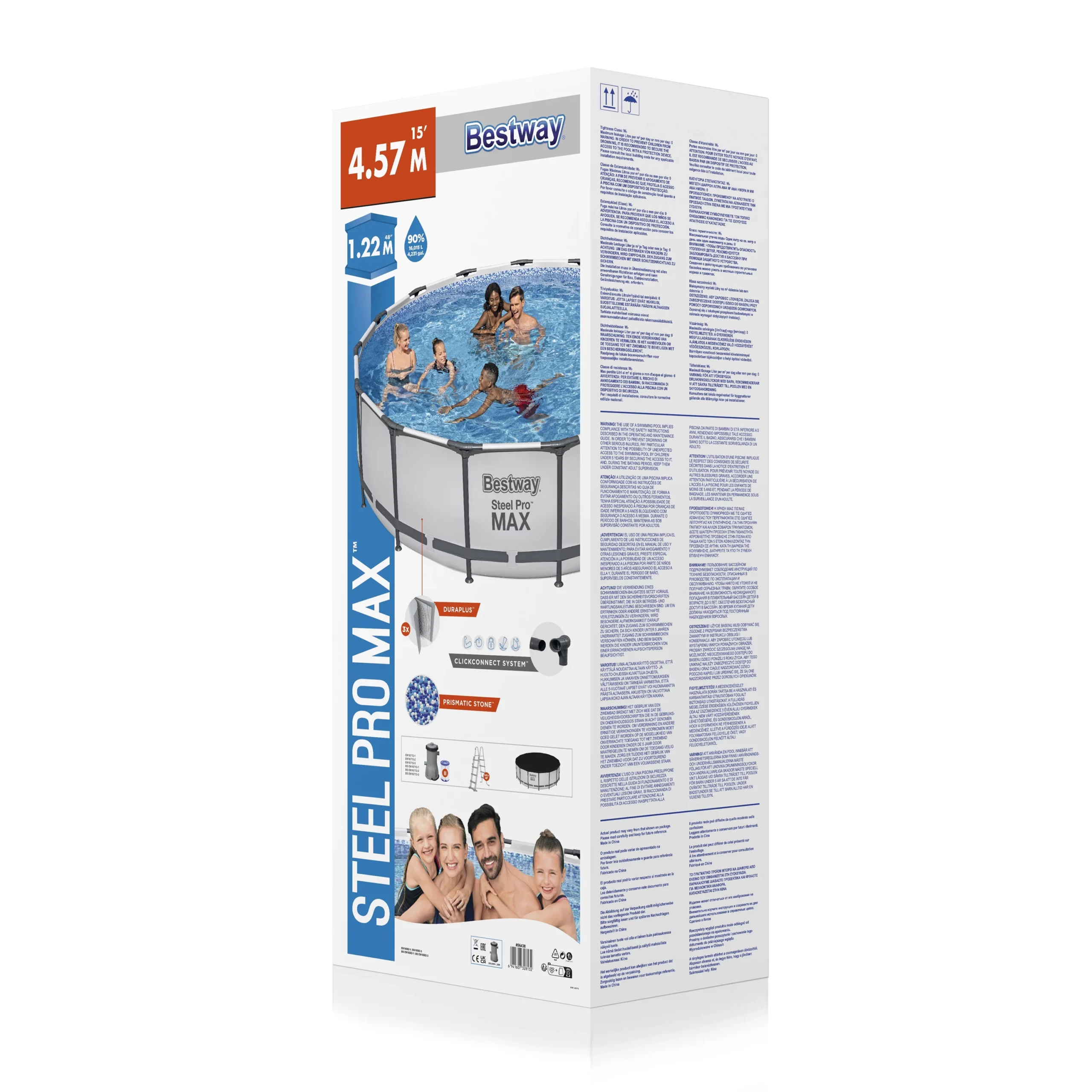 Bestway Steel Pro MAX™ Plain Polyvinyl Chloride (PVC) & Steel Pool (W) 4.57m X (L) 4.57m - Image 6