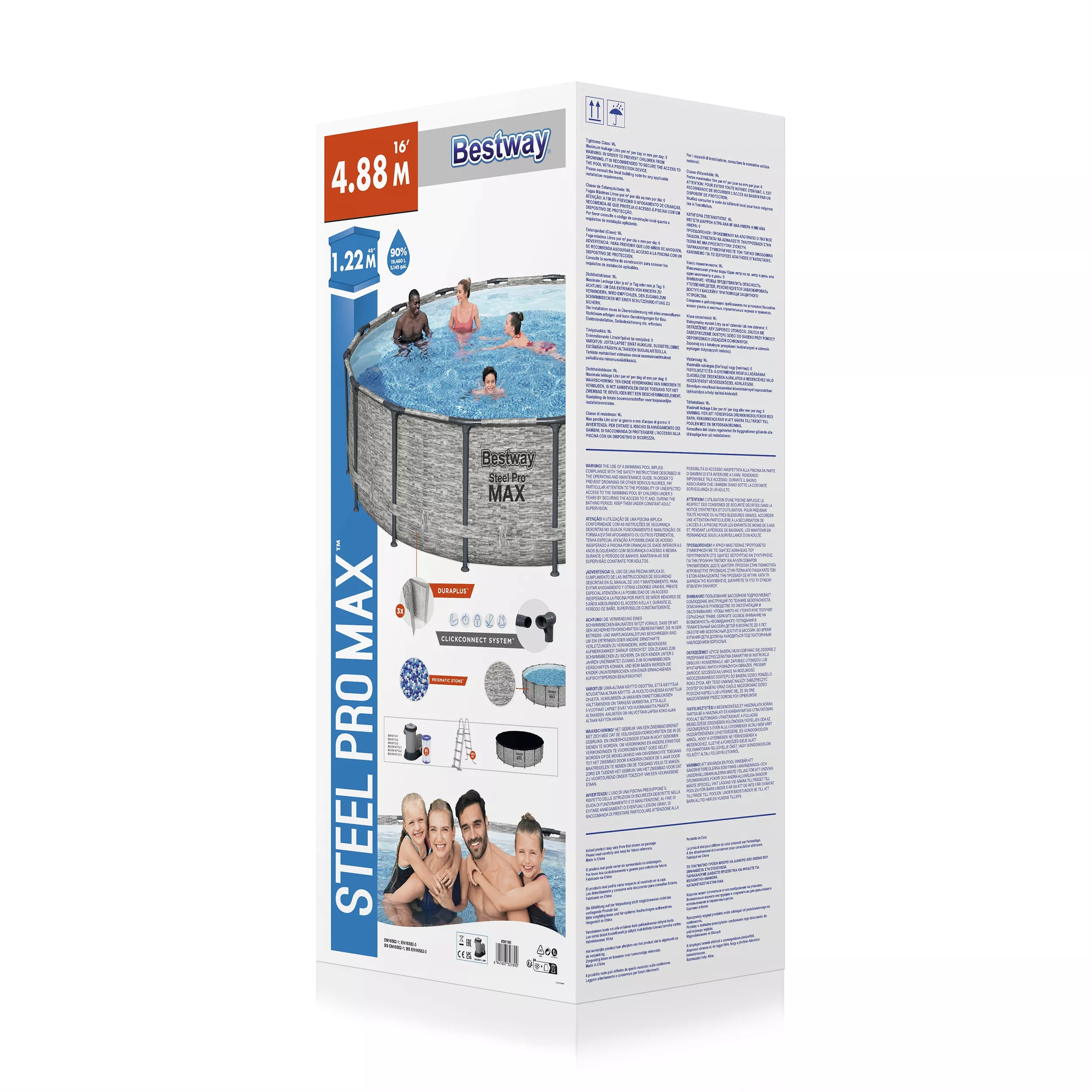 Bestway Steel Pro MAX™ Realistic Stone Print Polyvinyl Chloride (PVC) & Steel Pool (W) 4.88m X (L) 4.88m - Image 2