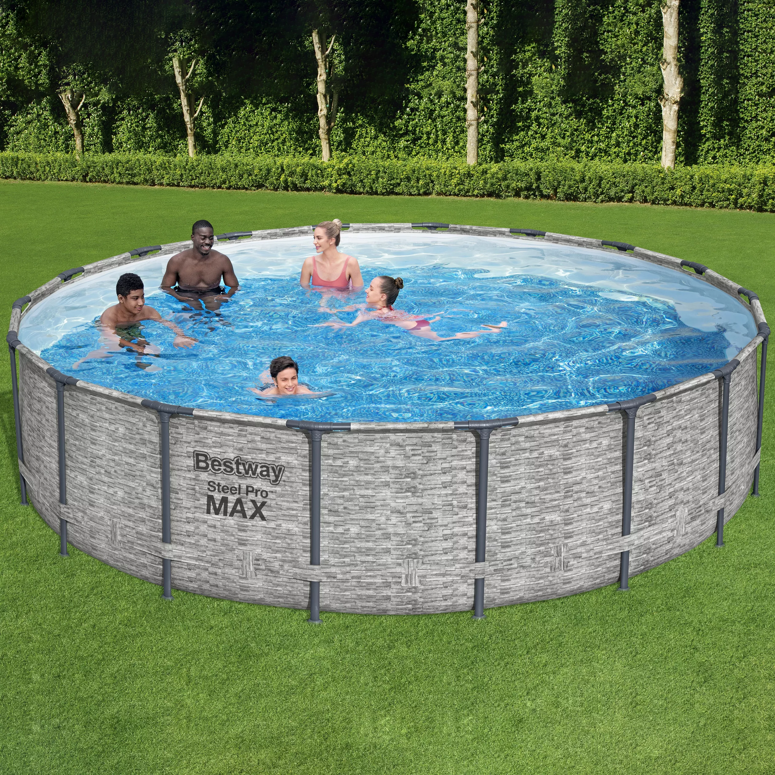 Bestway Steel Pro MAX™ Realistic Stone Print Polyvinyl Chloride (PVC) & Steel Pool (W) 5.49m X (L) 5.49m - Image 5