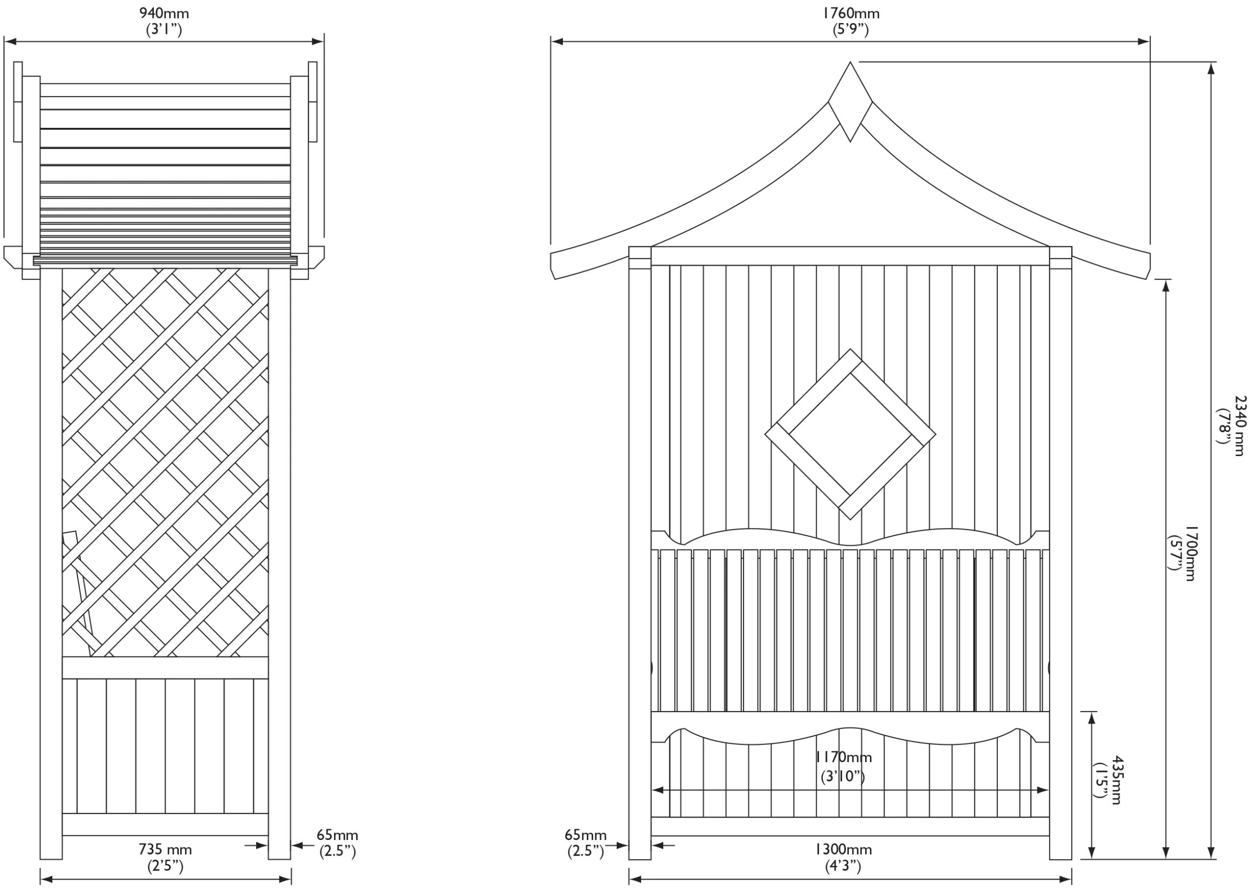 Blooma Elegant Arbour, (H)2340mm (W)1760mm (D)940mm - Assembly Service Included - Image 4