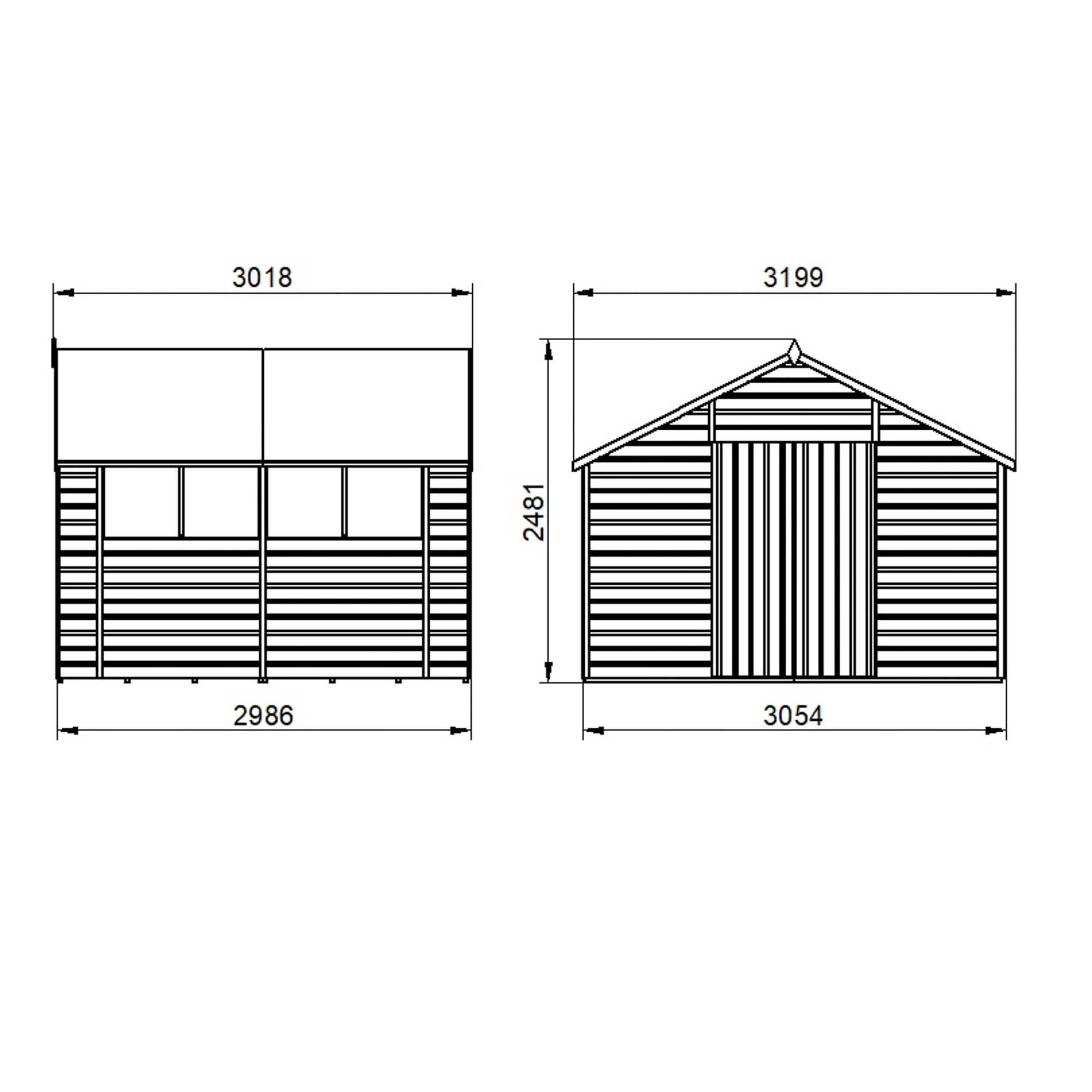 Forest Garden 10x10 Ft Apex Shiplap Wooden 2 Door 4 Windows Shed With Floor - Assembly Service Included - Image 19