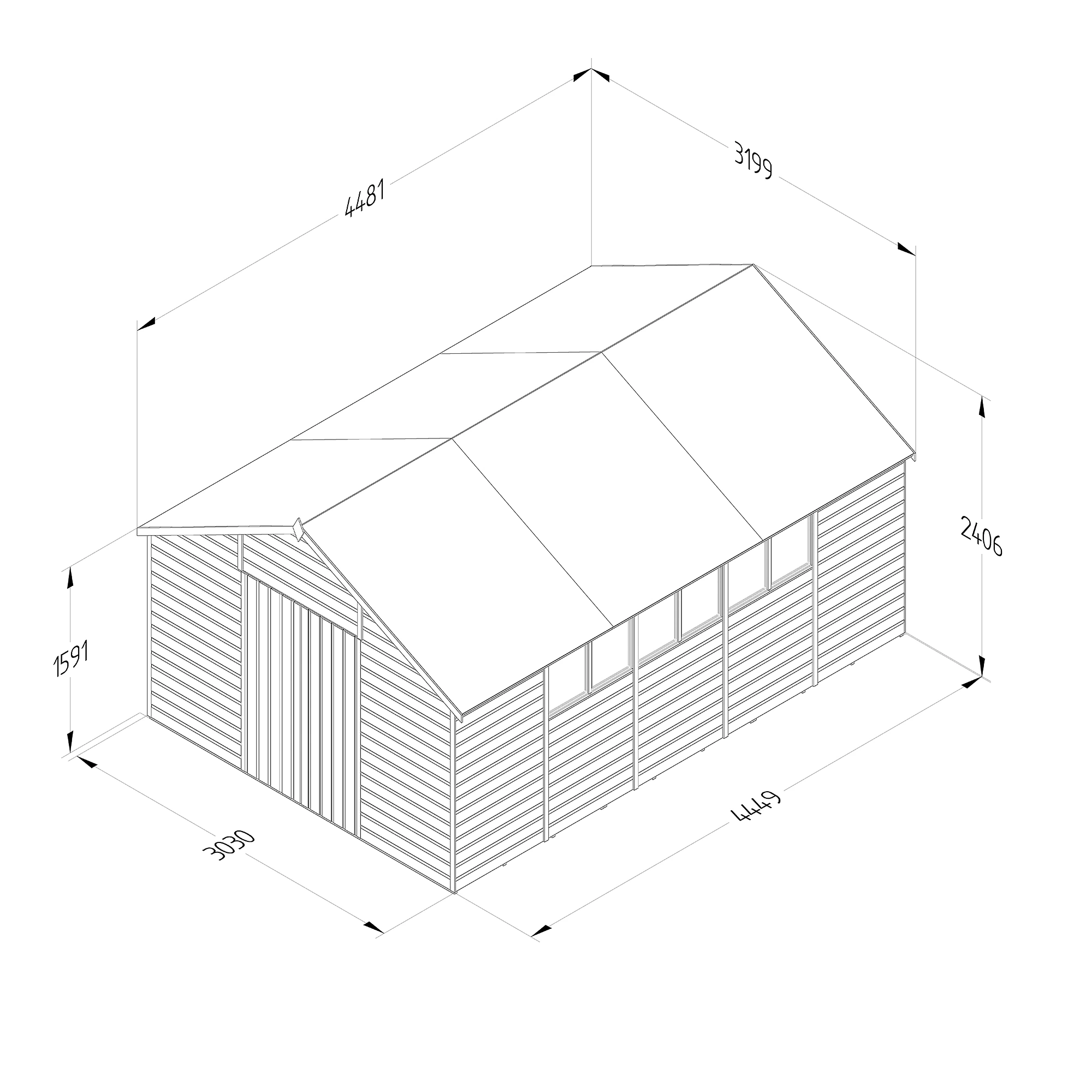 Forest Garden 10x15 Apex Dip Treated Shiplap Wooden Shed With Floor (Base Included) - Image 8