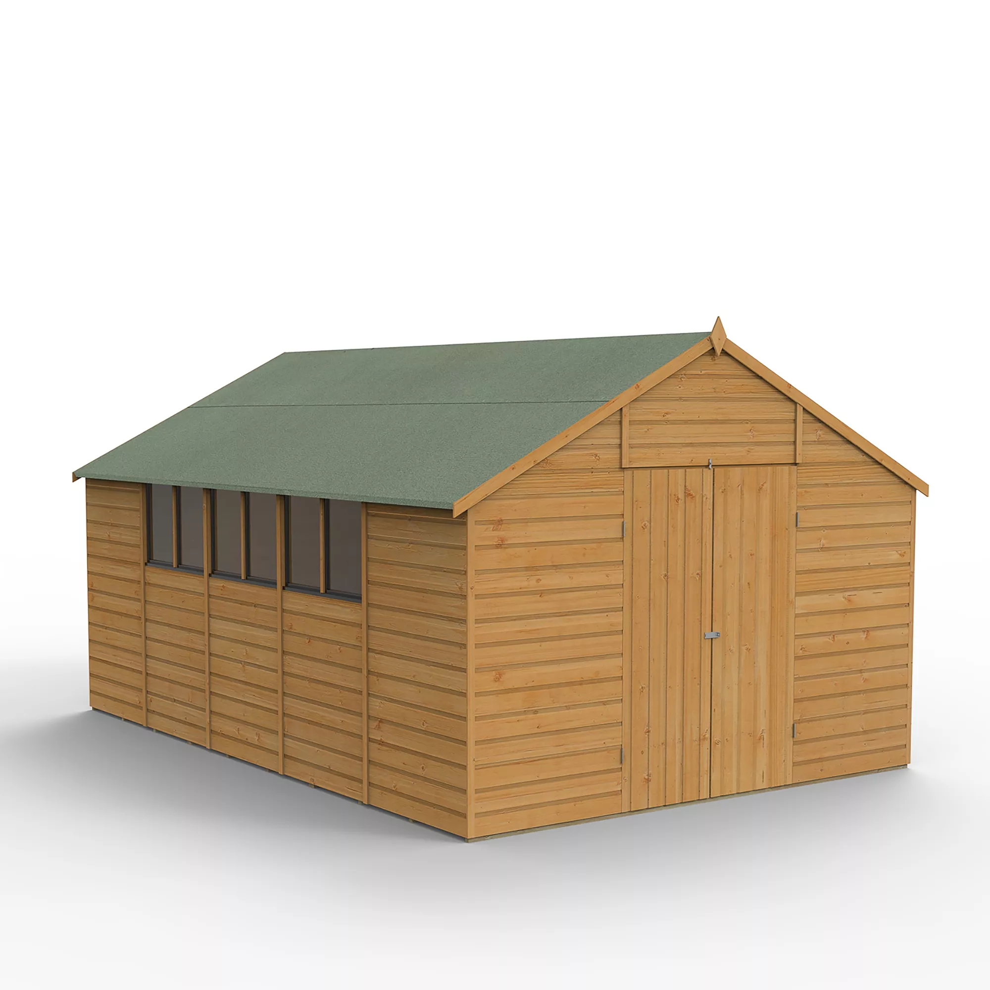 Forest Garden 10x15 Apex Dip Treated Shiplap Wooden Shed With Floor (Base Included) - Image 2