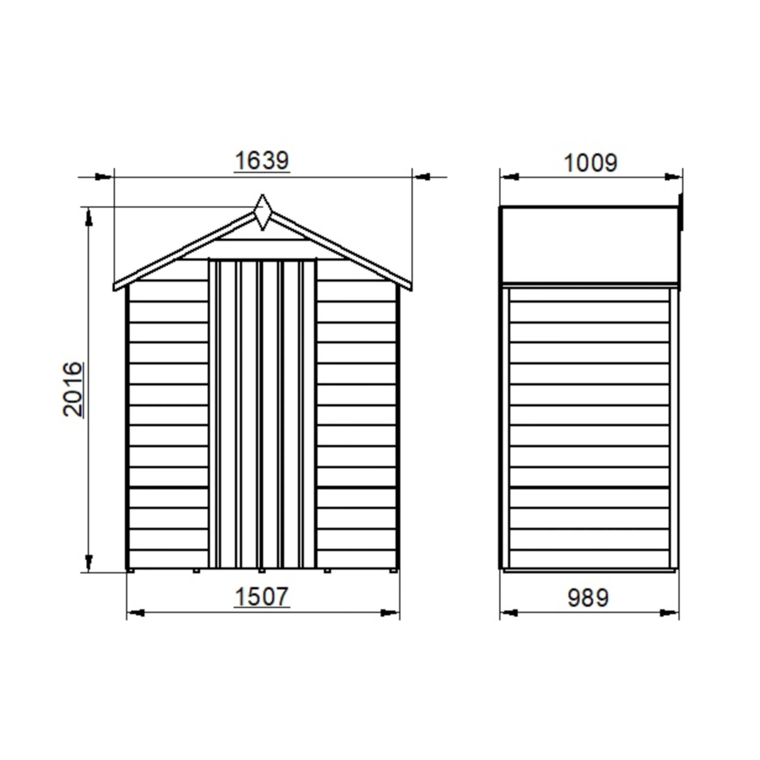 Forest Garden 5x3 Ft Apex Overlap Wooden Shed With Floor (Base Included) - Image 7