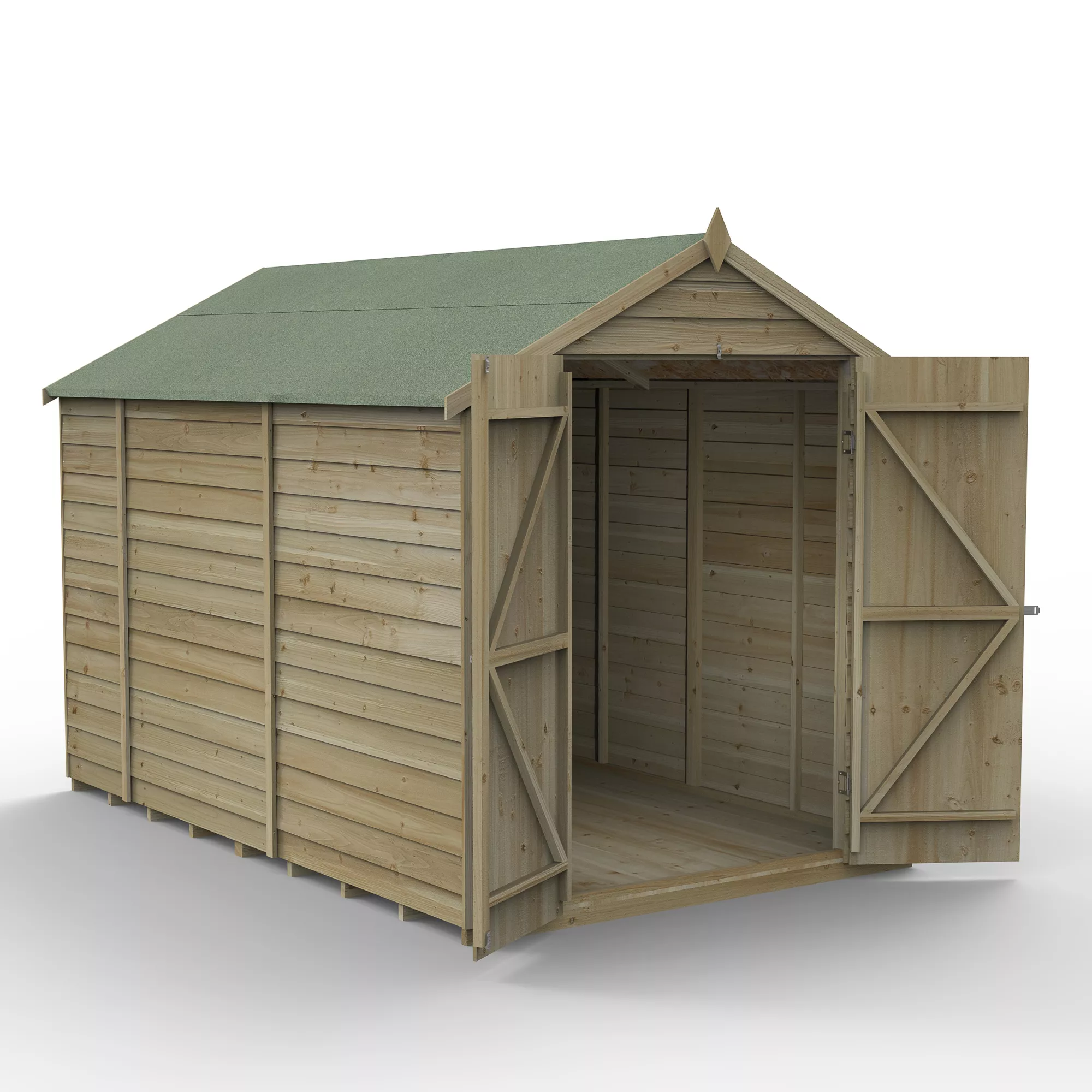 Forest Garden 6x10 Apex Pressure Treated Overlap Wooden Shed With Floor (Base Included)