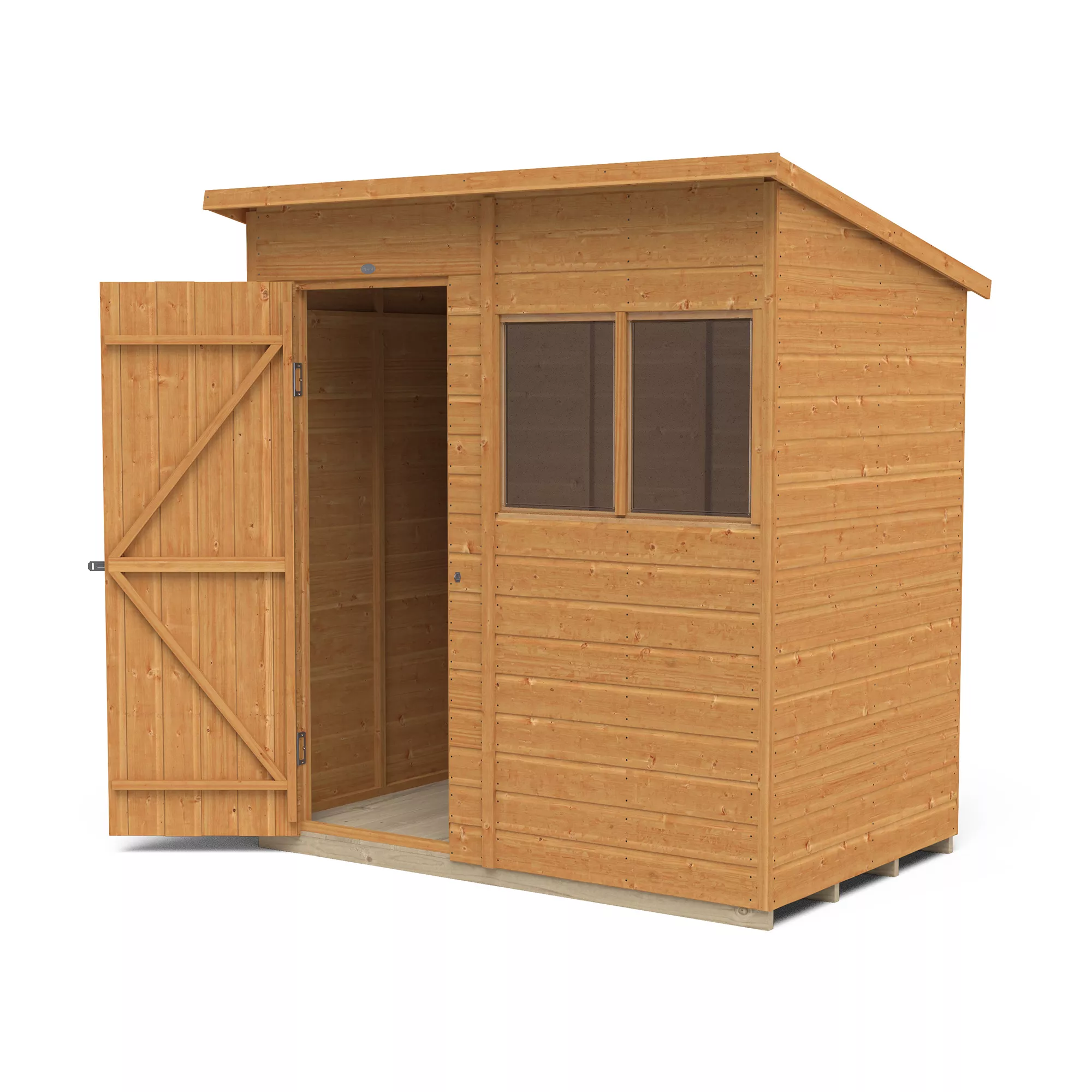 Forest Garden 6x4 Ft Pent Shiplap Wooden 2 Windows Shed With Floor - Assembly Service Included - Image 4