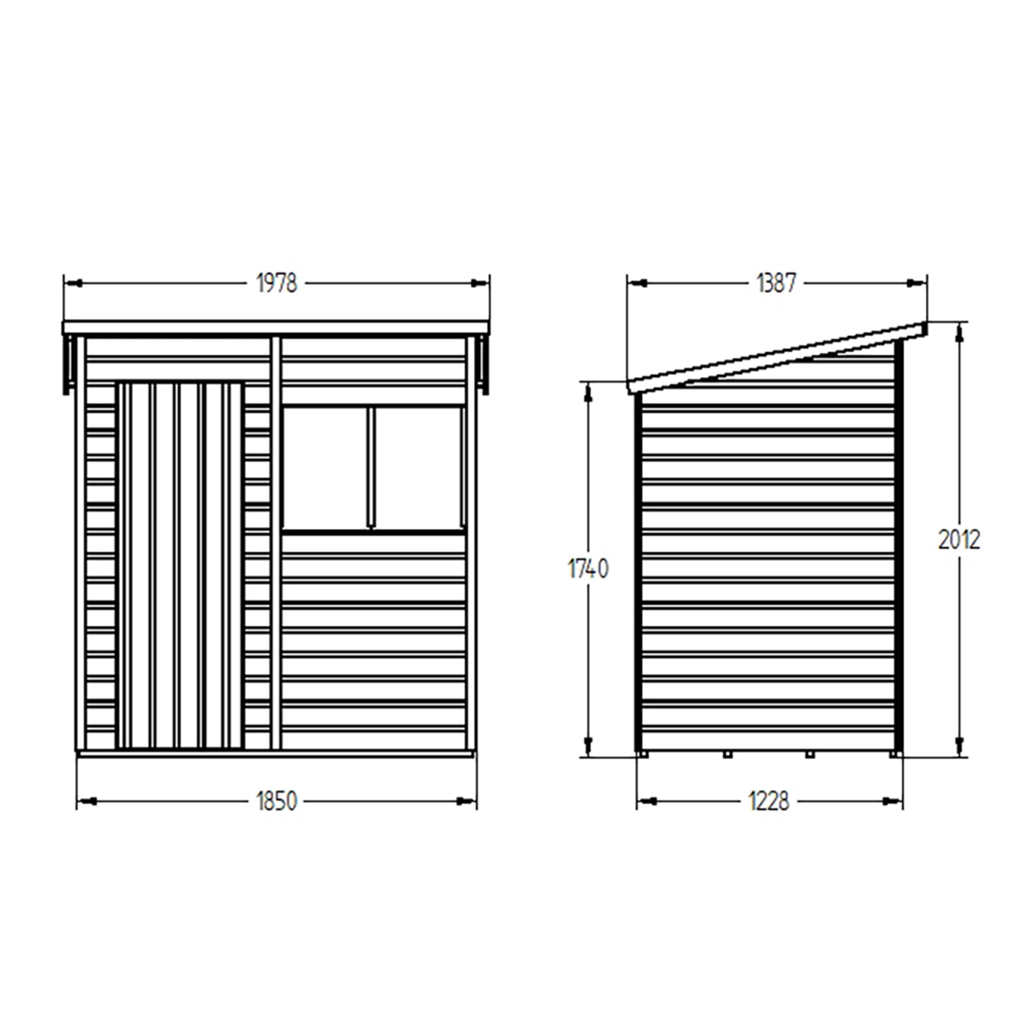 Forest Garden 6x4 Ft Pent Shiplap Wooden 2 Windows Shed With Floor - Assembly Service Included - Image 19