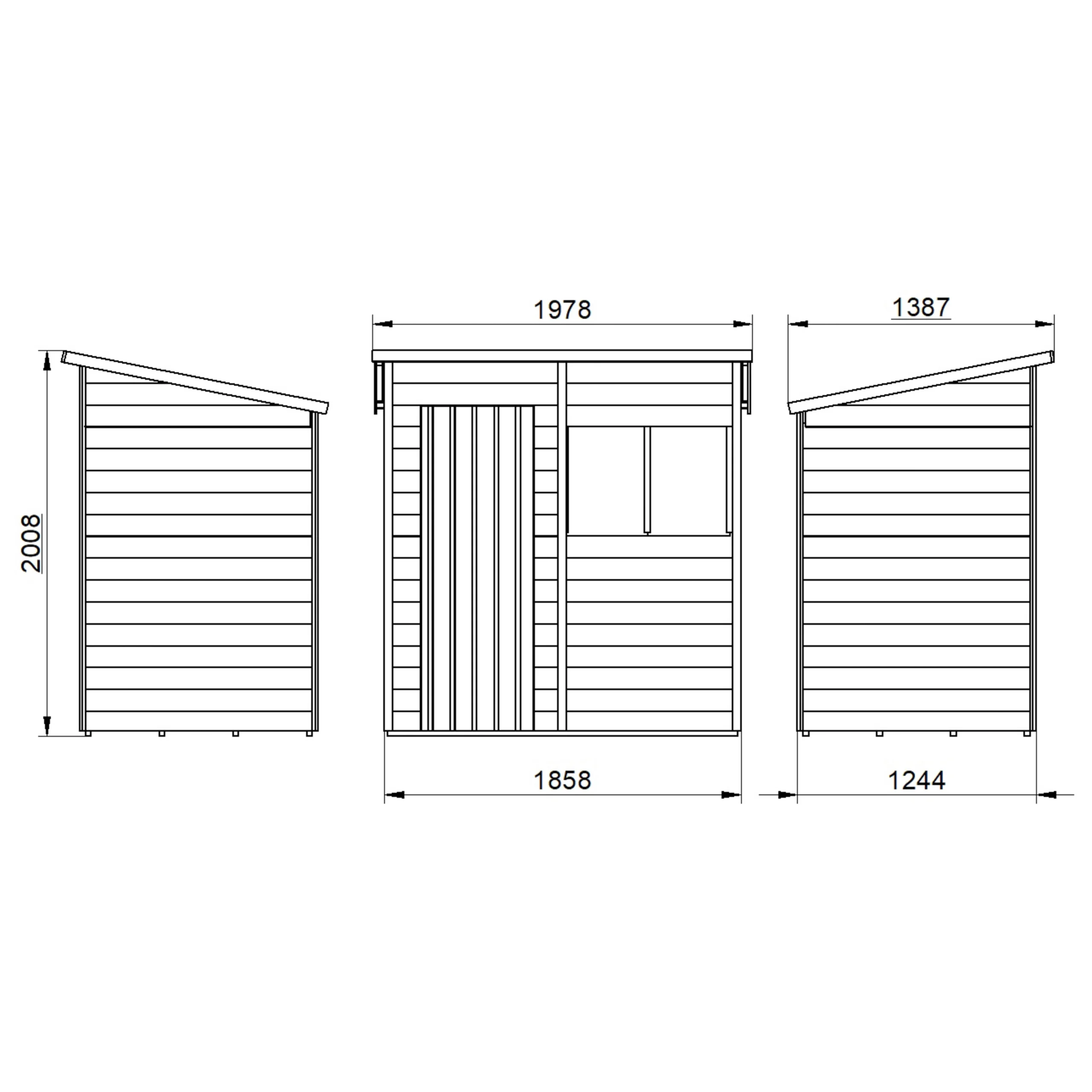 Forest Garden 6x4 Pent Dip Treated Overlap Wooden Shed With Floor (Base Included) - Image 7
