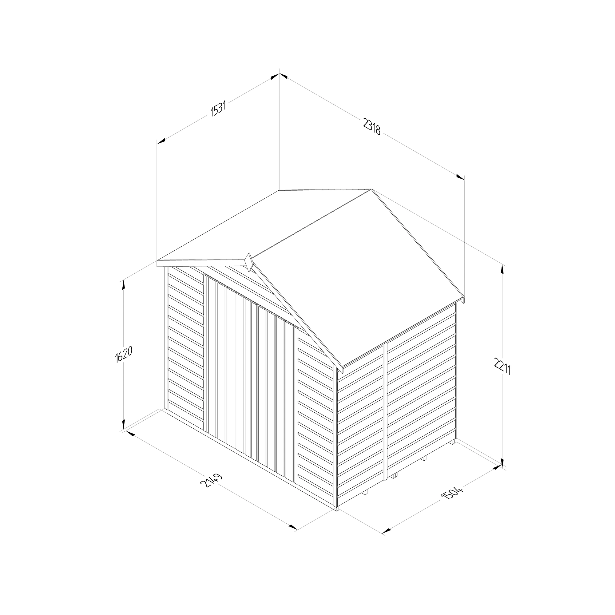 Forest Garden 7x5 Apex Dip Treated Shiplap Wooden Shed With Floor - Image 4