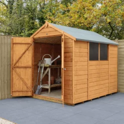 Forest Garden 8x6 Ft Apex Shiplap Wooden 2 Door 2 Windows Shed With Floor
