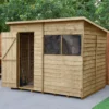Forest Garden 8x6 Pent Pressure Treated Overlap Wooden Shed With Floor