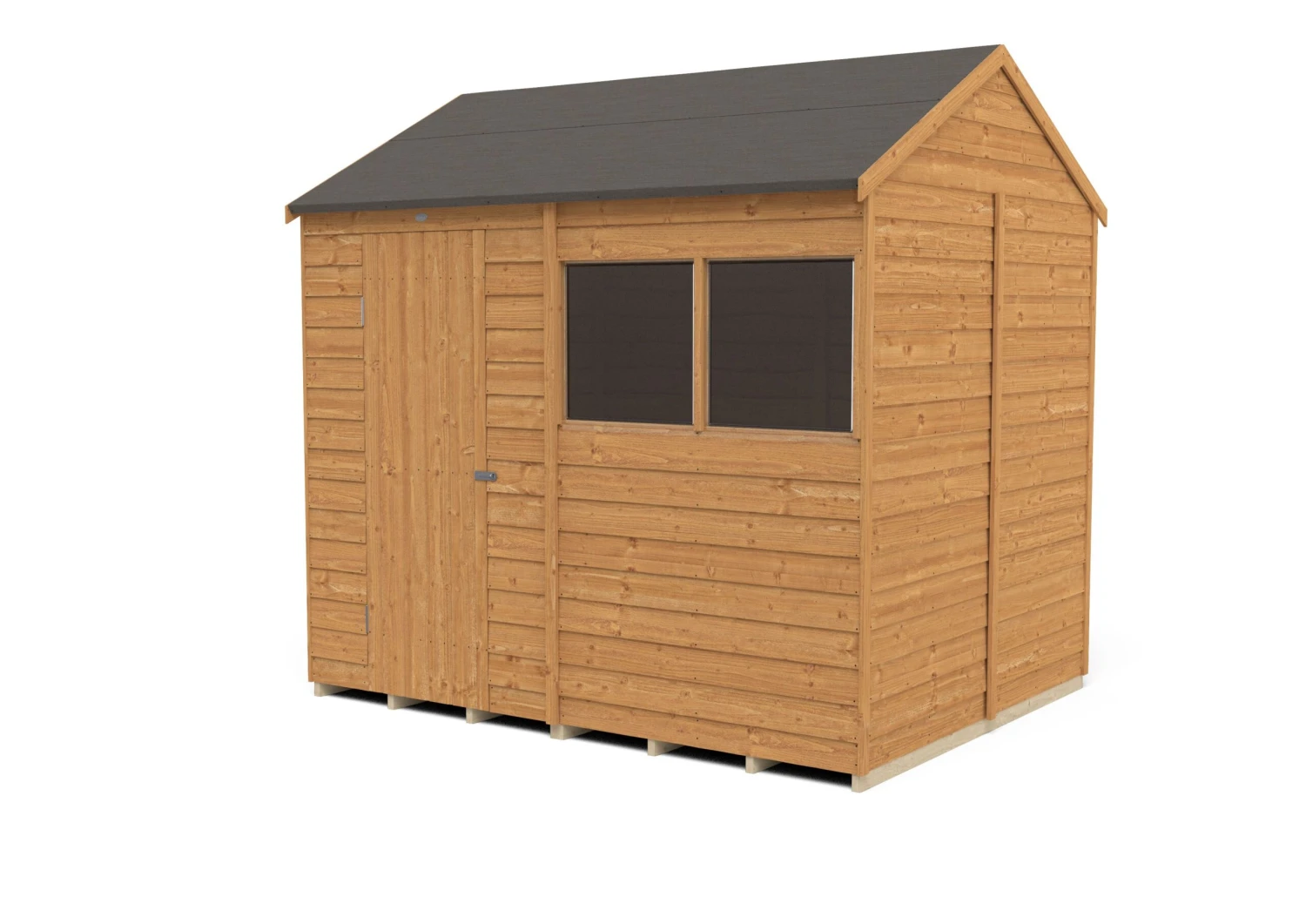 Forest Garden 8x6 Reverse Apex Dip Treated Overlap Wooden Shed With Floor - Image 2