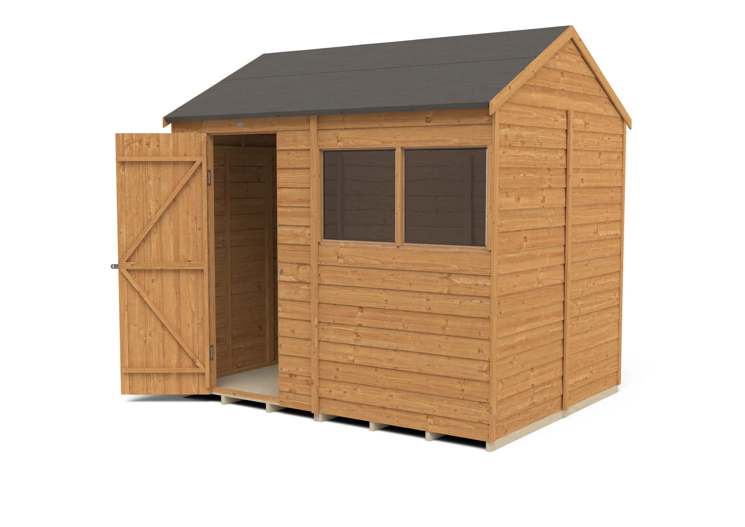 Forest Garden 8x6 Reverse Apex Dip Treated Overlap Wooden Shed With Floor - Image 4