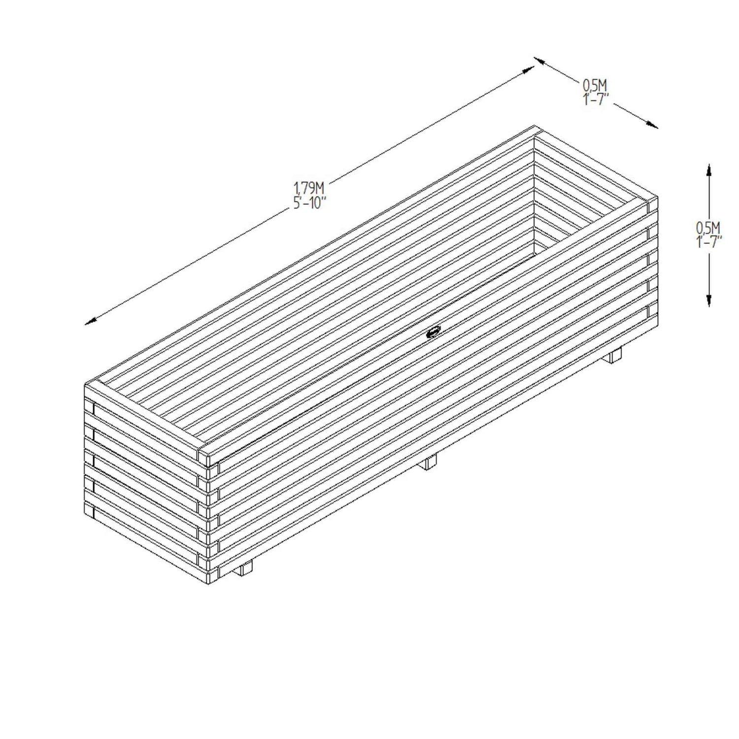 Forest Garden Lomello Natural Timber Wooden Rectangular Planter - Image 3