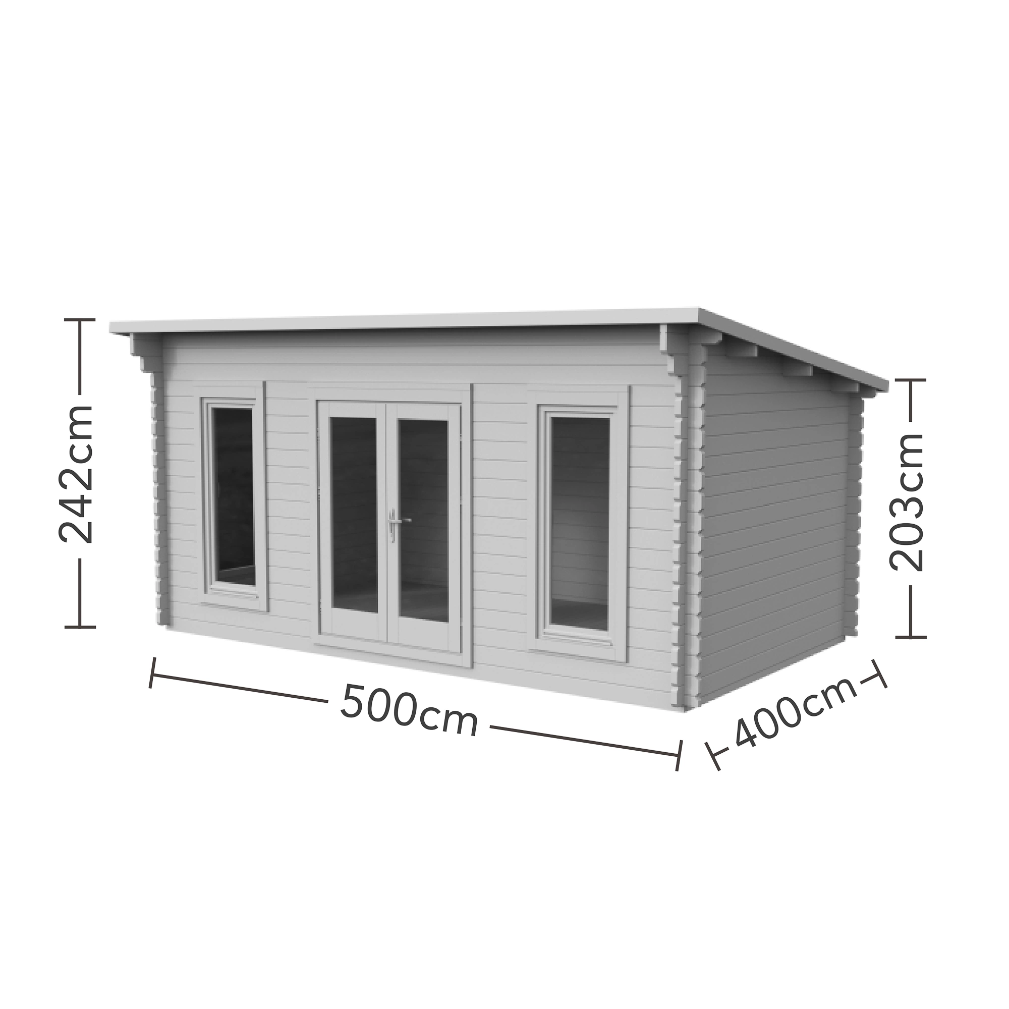 Forest Garden Mendip 5x4 Toughened Glass Pent Loglap Solid Wood Cabin With Double Door - Assembly Service Included - Image 12