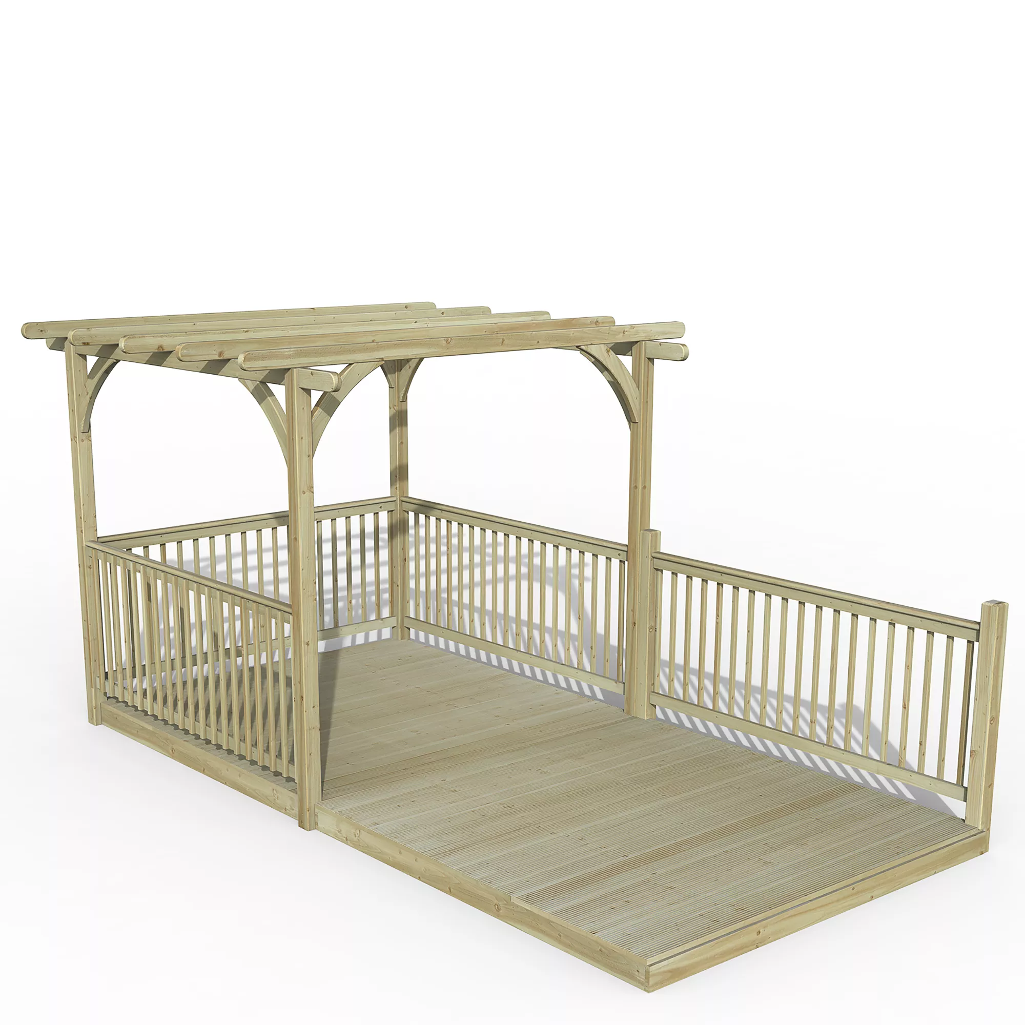 Forest Garden Natural Pergola & Decking Kit, X4 Post X4 Balustrade (H) 2.5m X (W) 5.2m