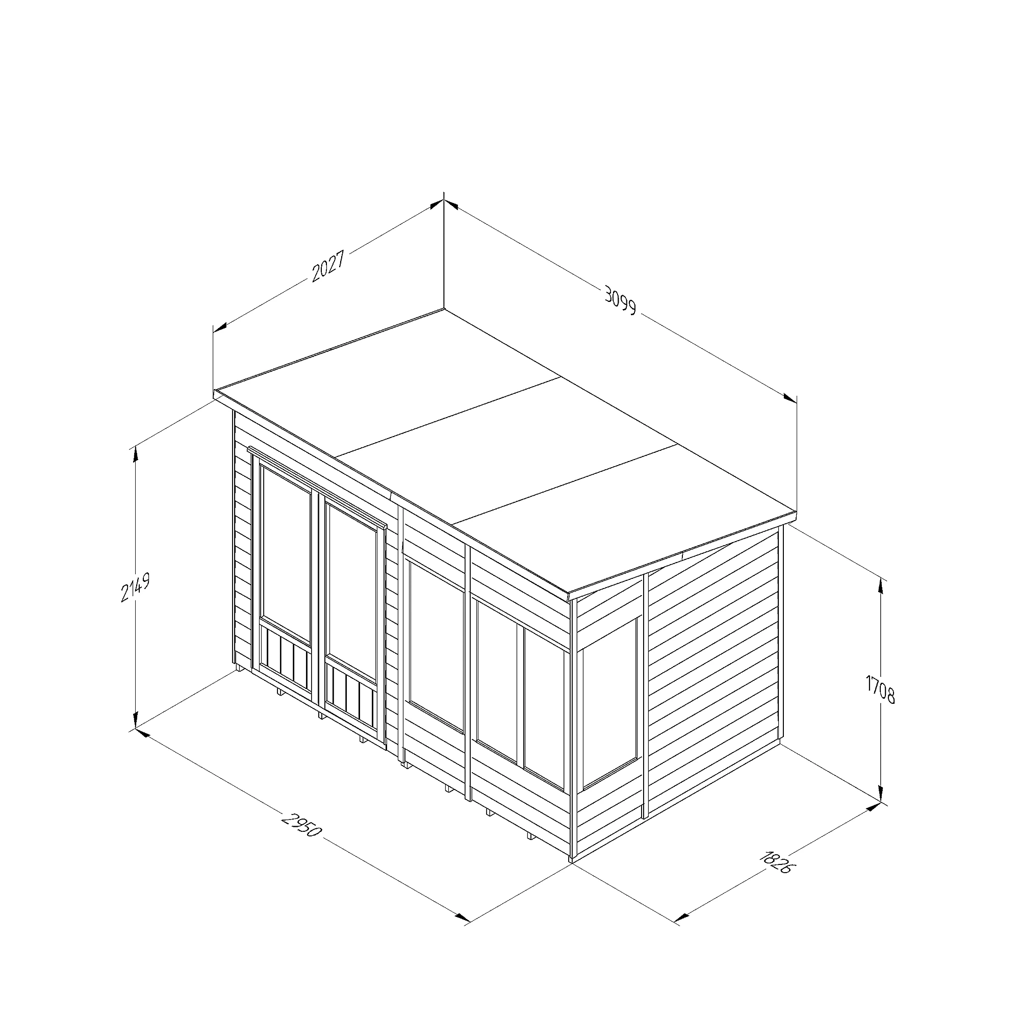 Forest Garden Oakley 10x6 Pent Overlap Solid Wood Summer House With Double Door - Assembly Service Included - Image 5