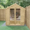 Forest Garden Oakley 6x4 Apex Overlap Solid Wood Summer House With Double Door