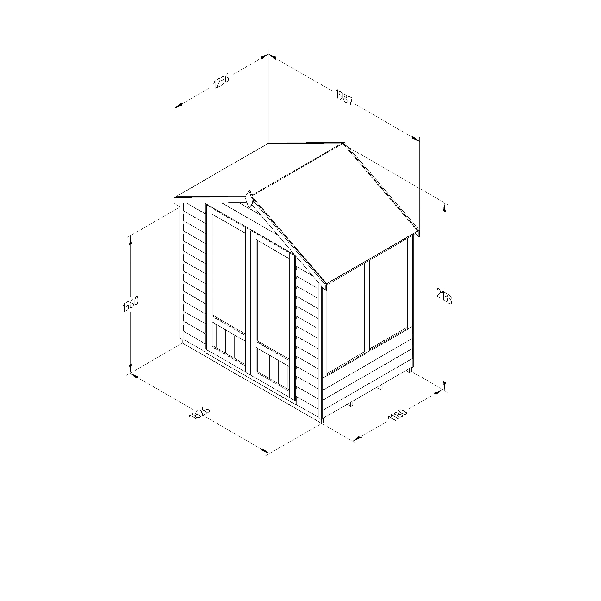 Forest Garden Oakley 6x4 Apex Overlap Solid Wood Summer House With Double Door - Image 7
