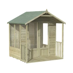 Forest Garden Oakley 6x6 Apex Overlap Solid Wood Summer House With Double Door (Base Included) - Assembly Service Included