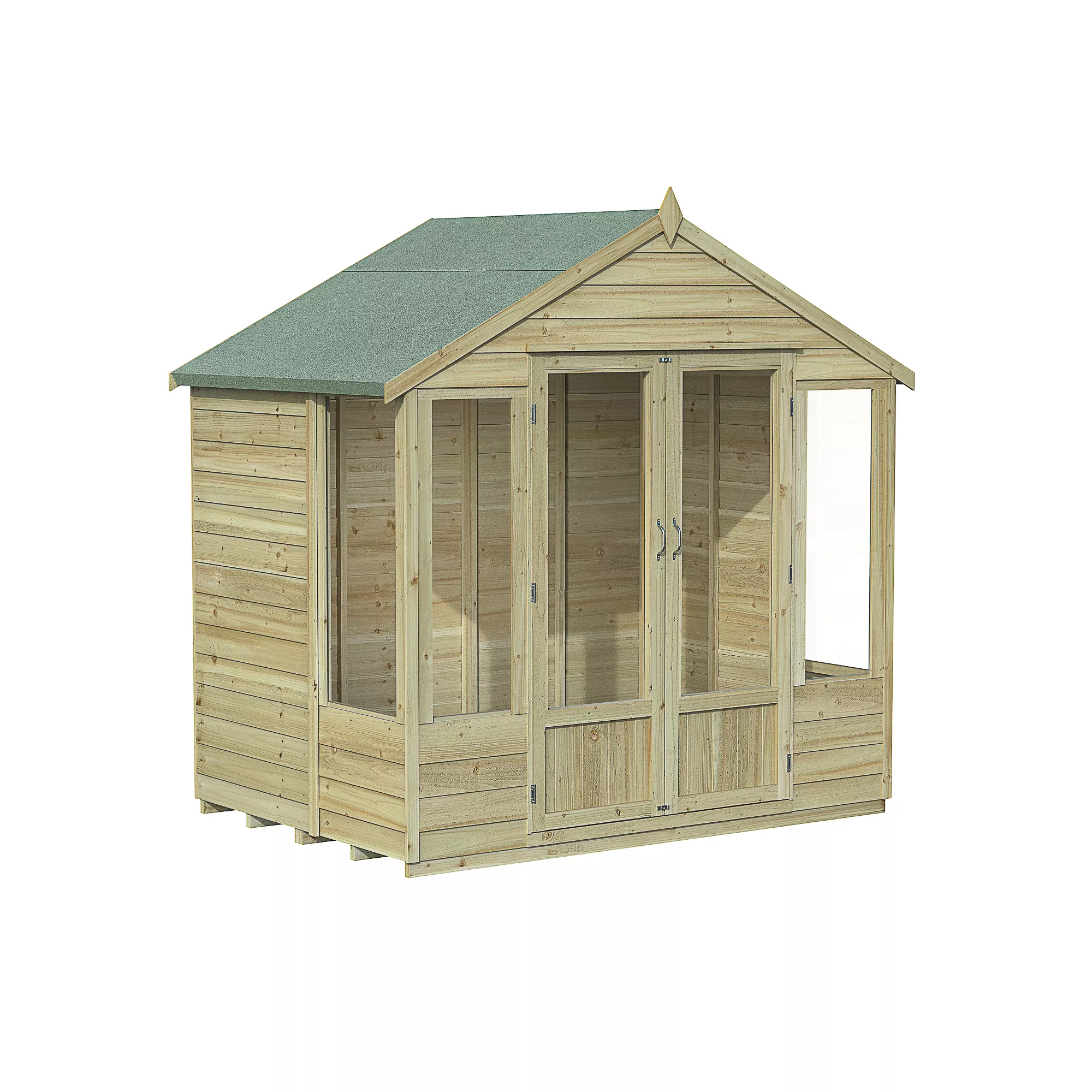 Forest Garden Oakley 7x7 Apex Overlap Solid Wood Summer House With Double Door - Assembly Service Included - Image 2