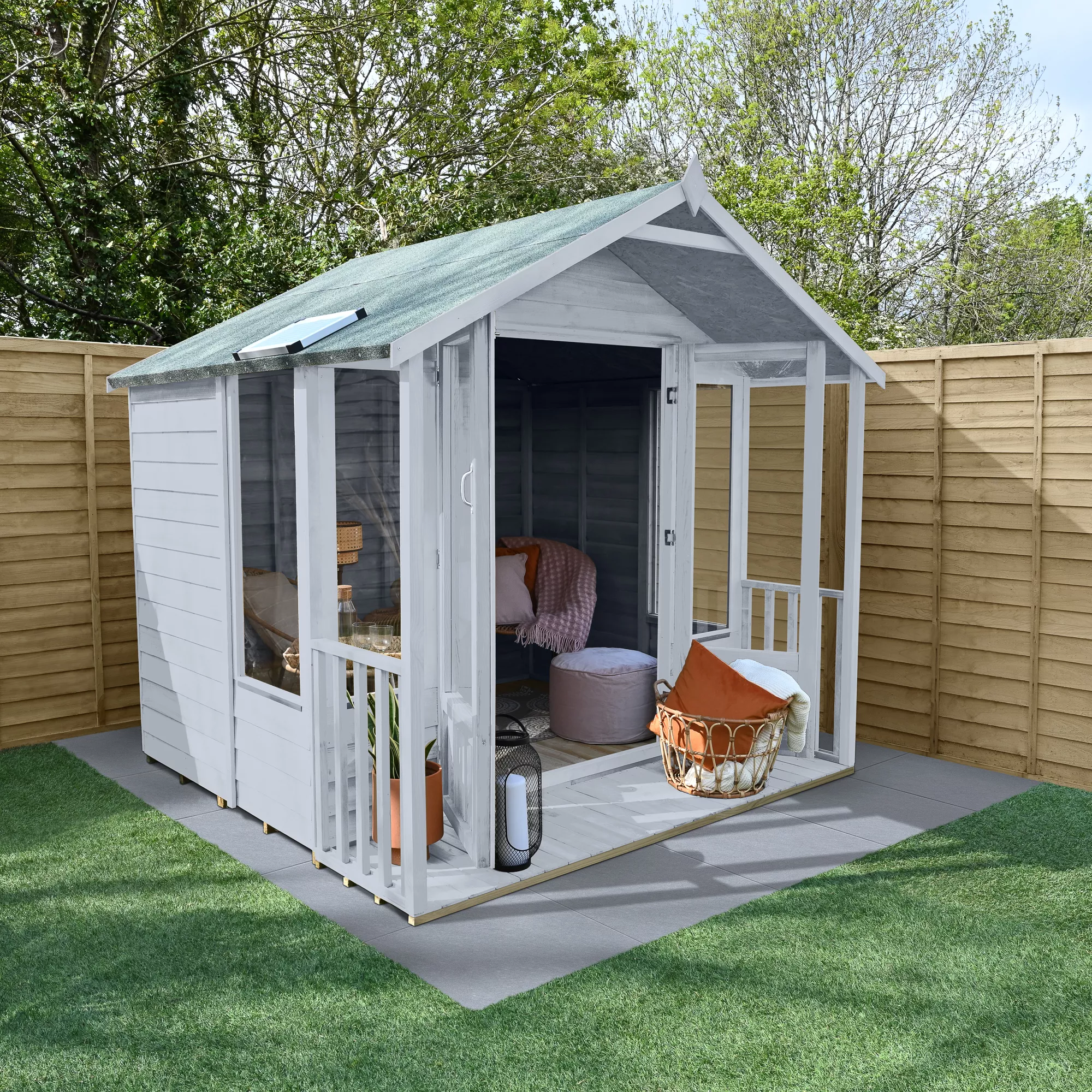 Forest Garden Oakley 7x7 Apex Overlap Solid Wood Summer House With Double Door - Assembly Service Included - Image 6