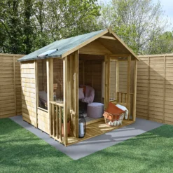 Forest Garden Oakley 7x7 Apex Overlap Solid Wood Summer House With Double Door
