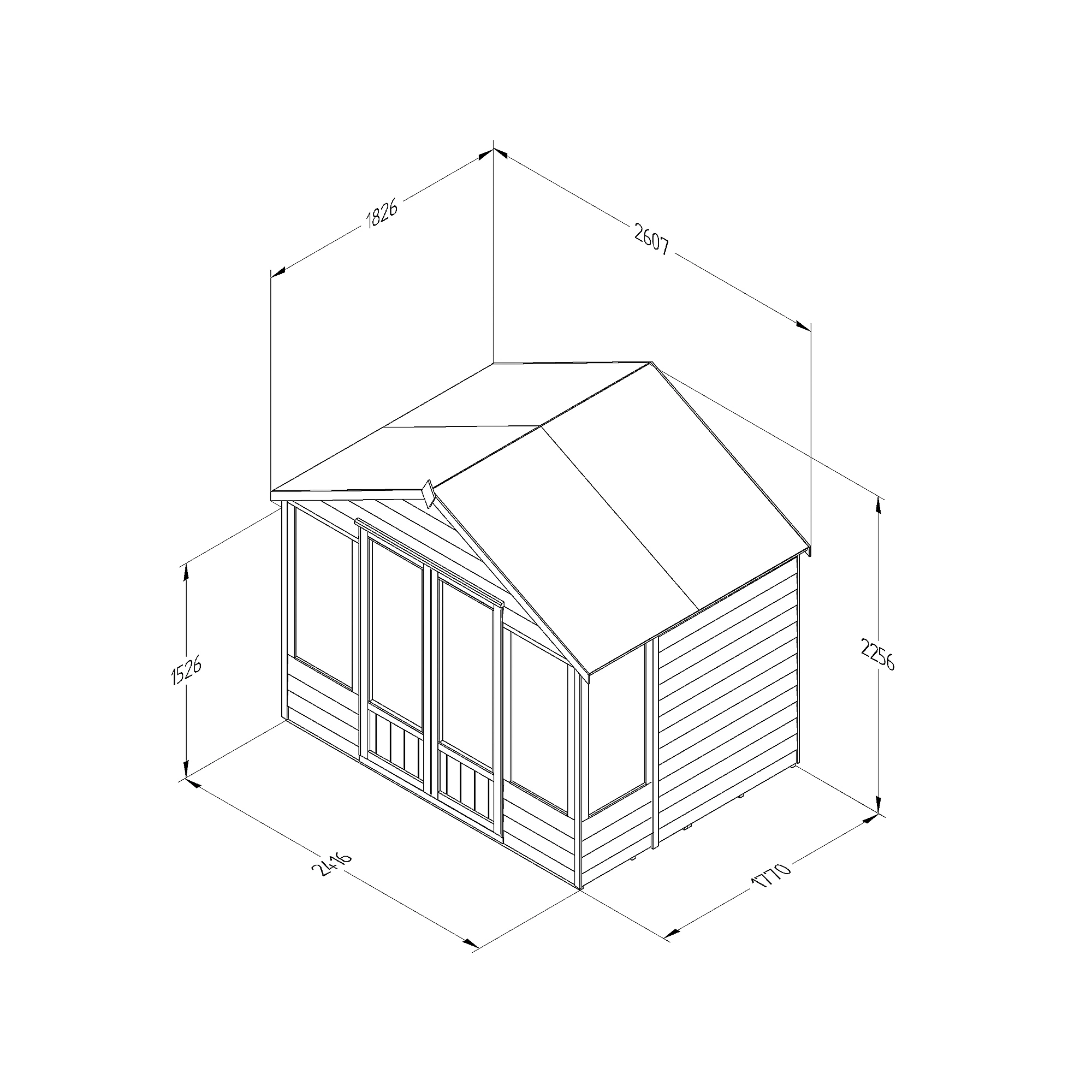 Forest Garden Oakley 8x6 Apex Overlap Solid Wood Summer House With Double Door - Image 4