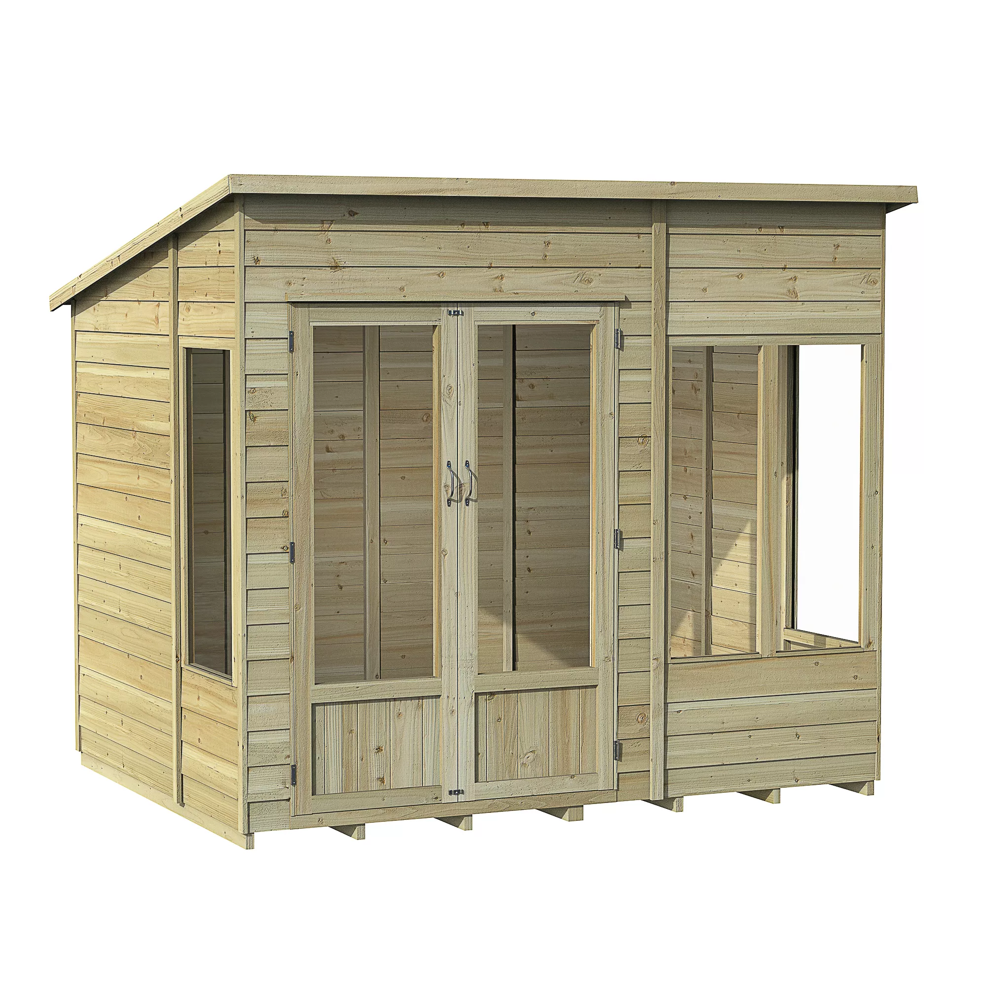 Forest Garden Oakley 8x6 Pent Overlap Solid Wood Summer House With Double Door - Assembly Service Included - Image 2