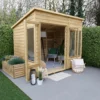 Forest Garden Oakley 8x6 Pent Overlap Solid Wood Summer House With Double Door