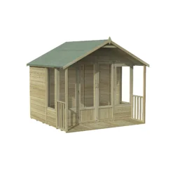 Forest Garden Oakley 8x8 Apex Overlap Solid Wood Summer House With Double Door (Base Included) - Assembly Service Included