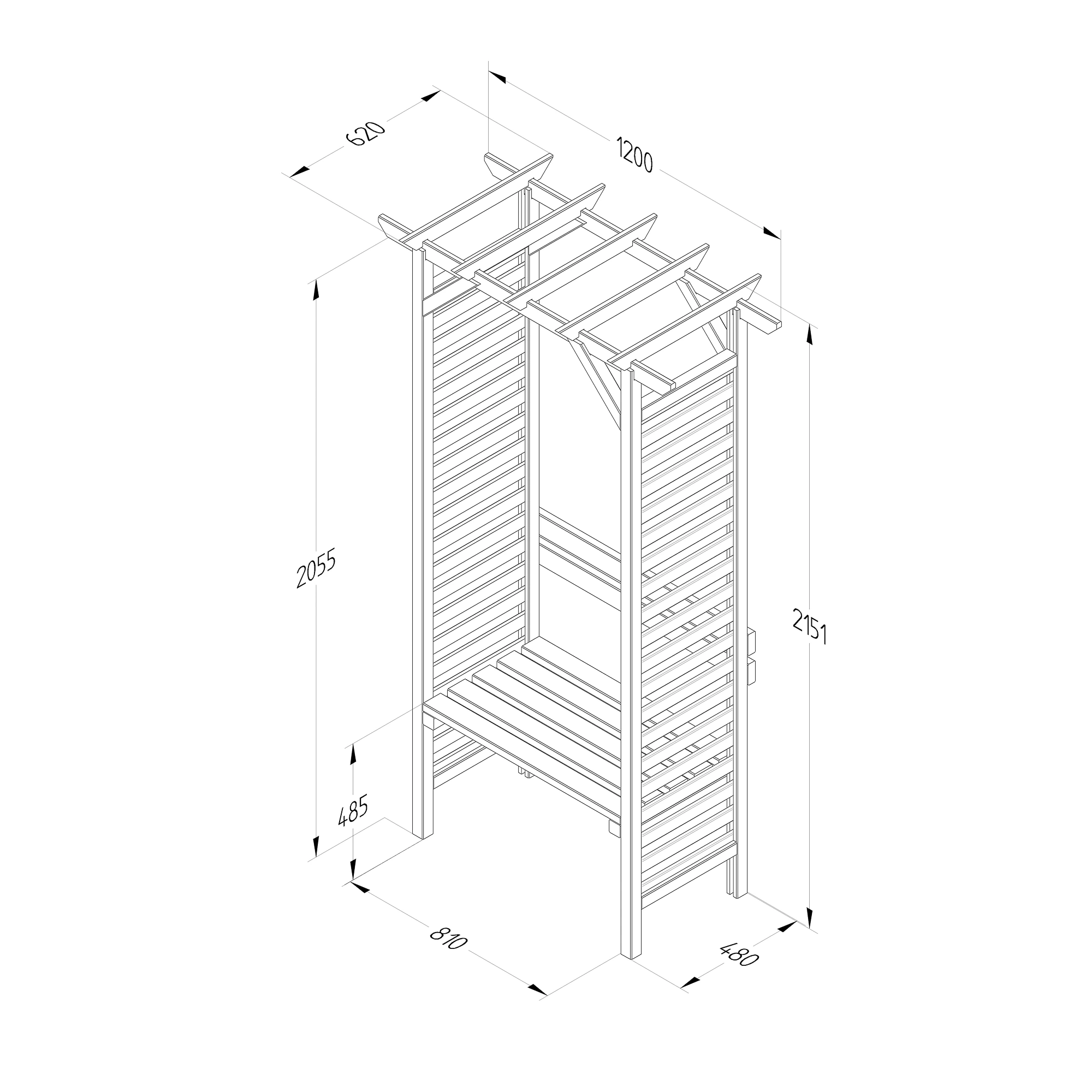 Forest Garden Palma Arbour, (H)2151mm (W)1200mm (D)620mm - Assembly Required - Image 6