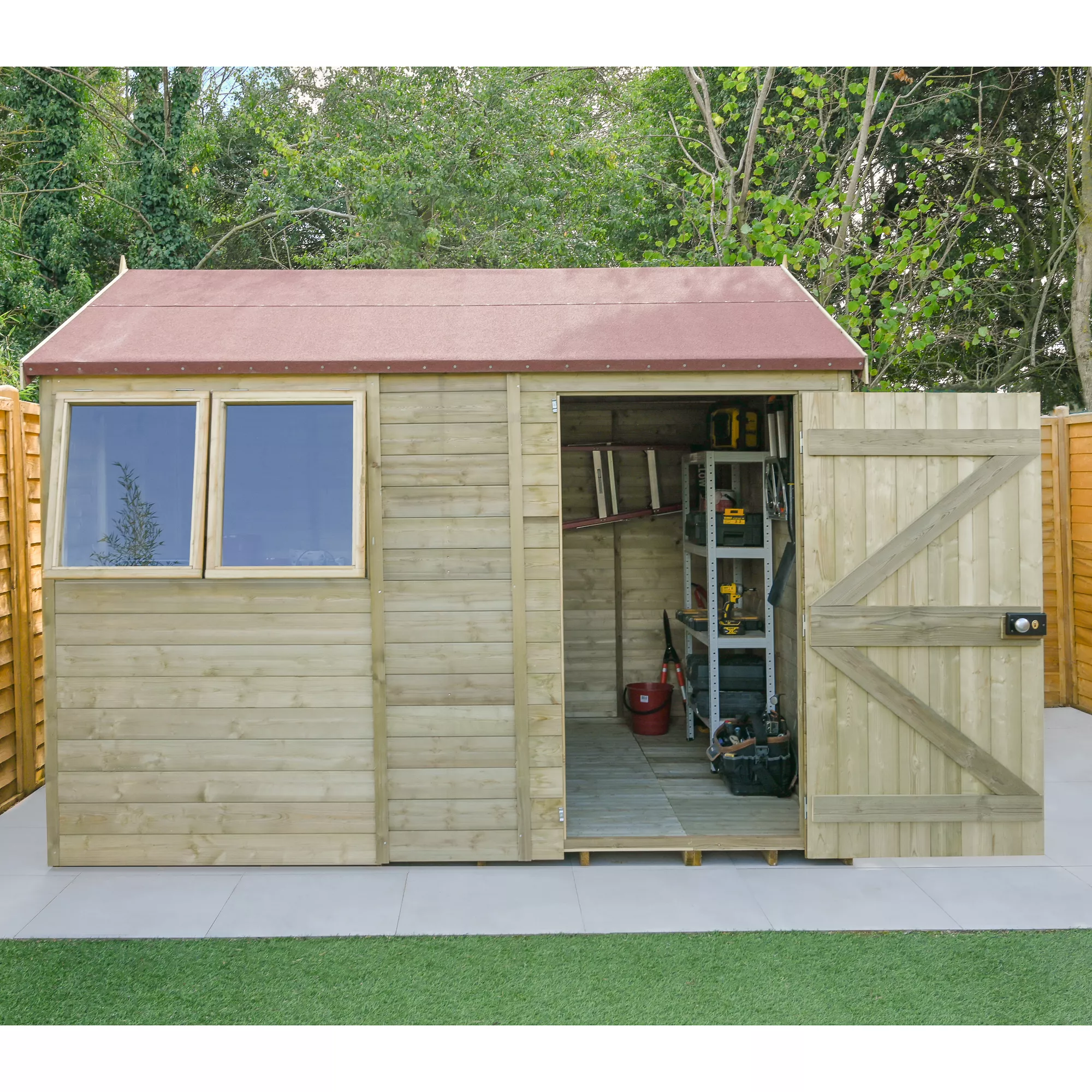Forest Garden Timberdale 10x6 Ft Reverse Apex Tongue & Groove Wooden Shed With Floor - Image 2