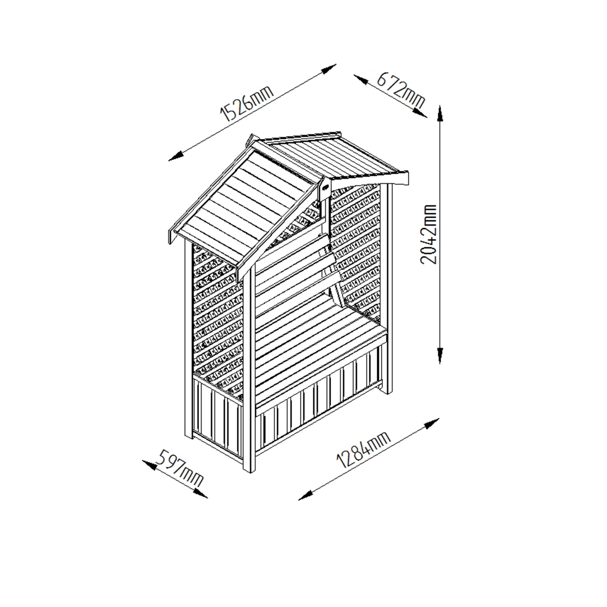 Forest Lyon Lattice Arbour, (H)2000mm (W)1560mm (D)670mm - Assembly Required - Image 6