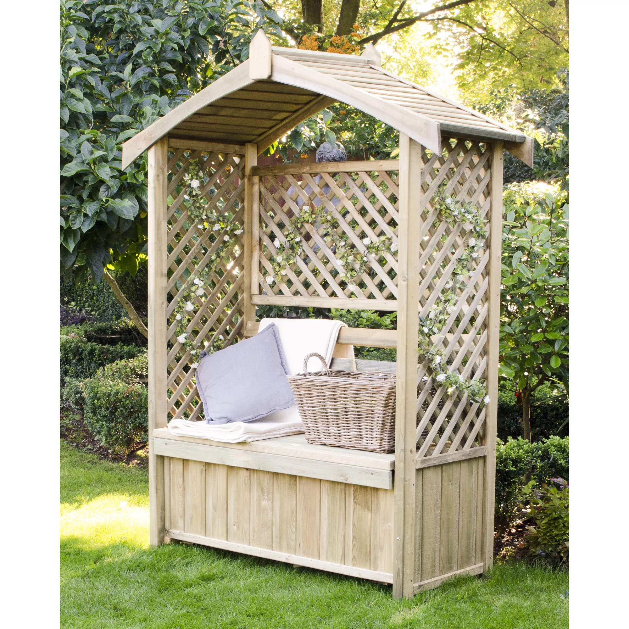 Forest Lyon Lattice Arbour, (H)2000mm (W)1560mm (D)670mm - Assembly Required - Image 4