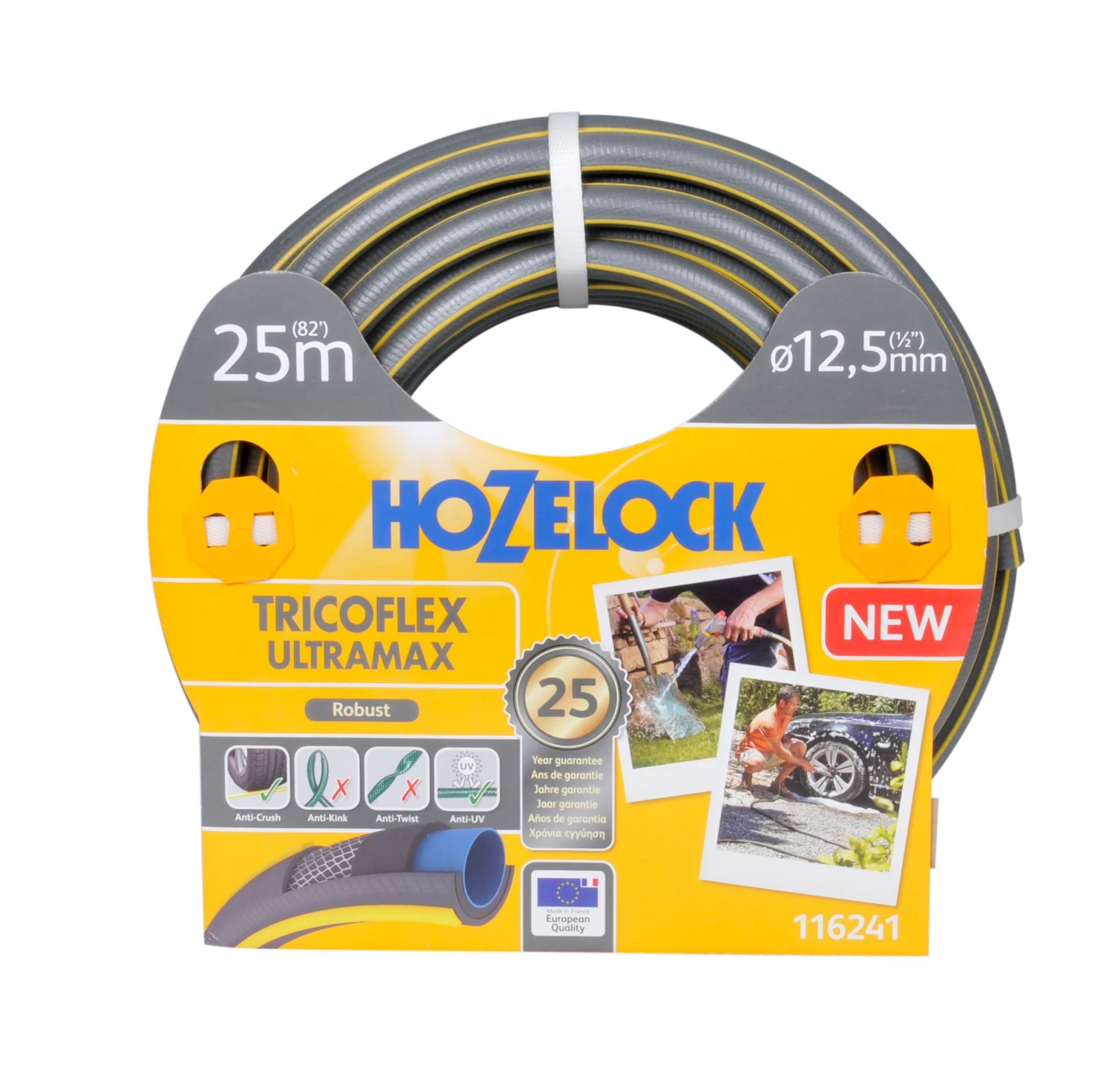 Hozelock Ultramax 116241 Grey & Yellow 5-layer Reinforced Hose Pipe (L)25m