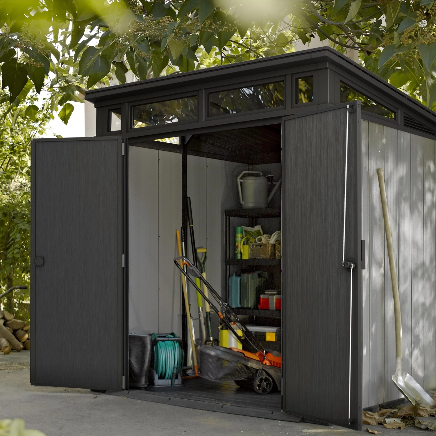 Keter Artisan 7x7 Ft Pent Tongue & Groove Grey Plastic Shed With Floor - Image 7