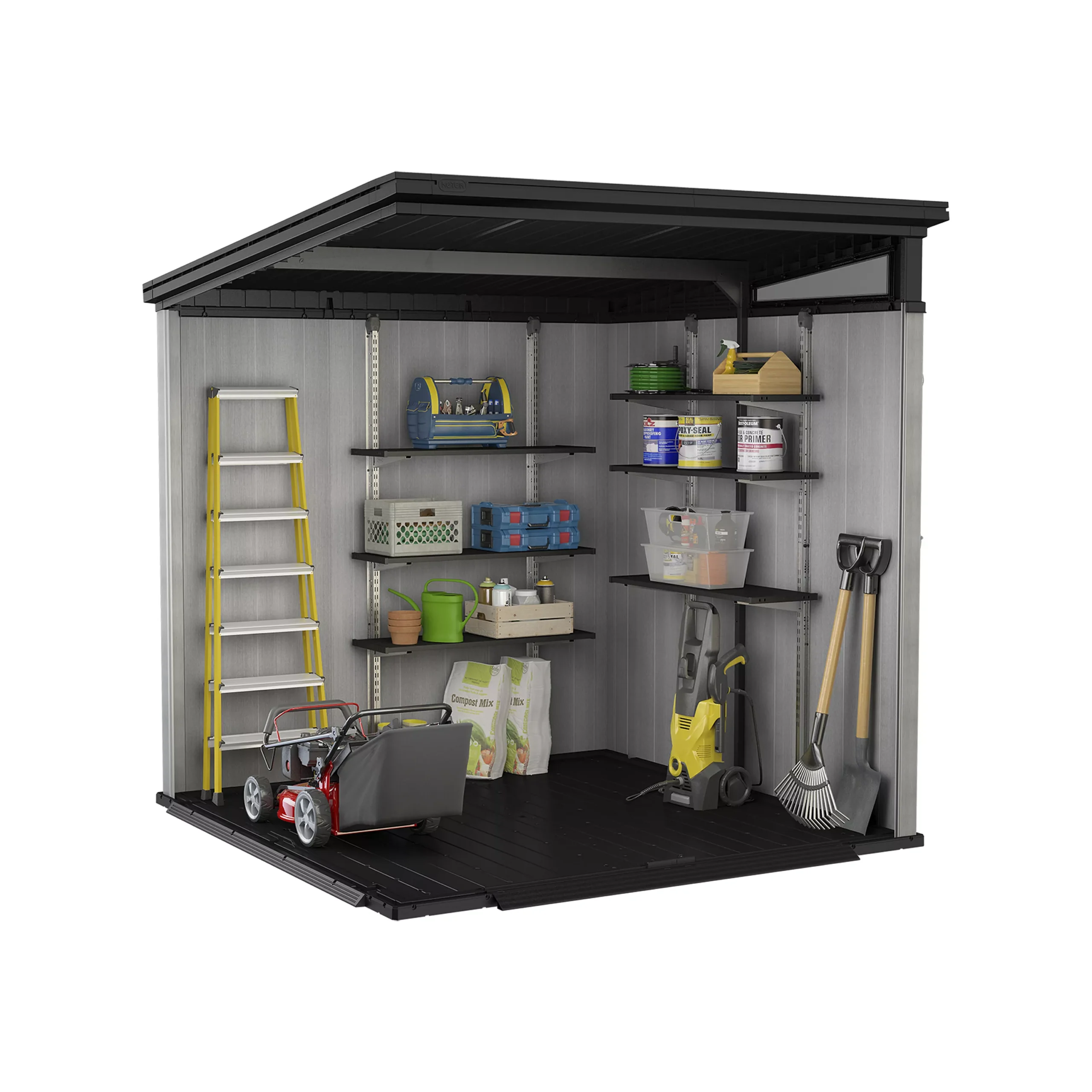 Keter Artisan 7x7 Ft Pent Tongue & Groove Grey Plastic Shed With Floor - Image 4