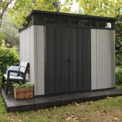 Keter Artisan 9x7 Ft Pent Tongue & Groove Grey Plastic Shed With Floor