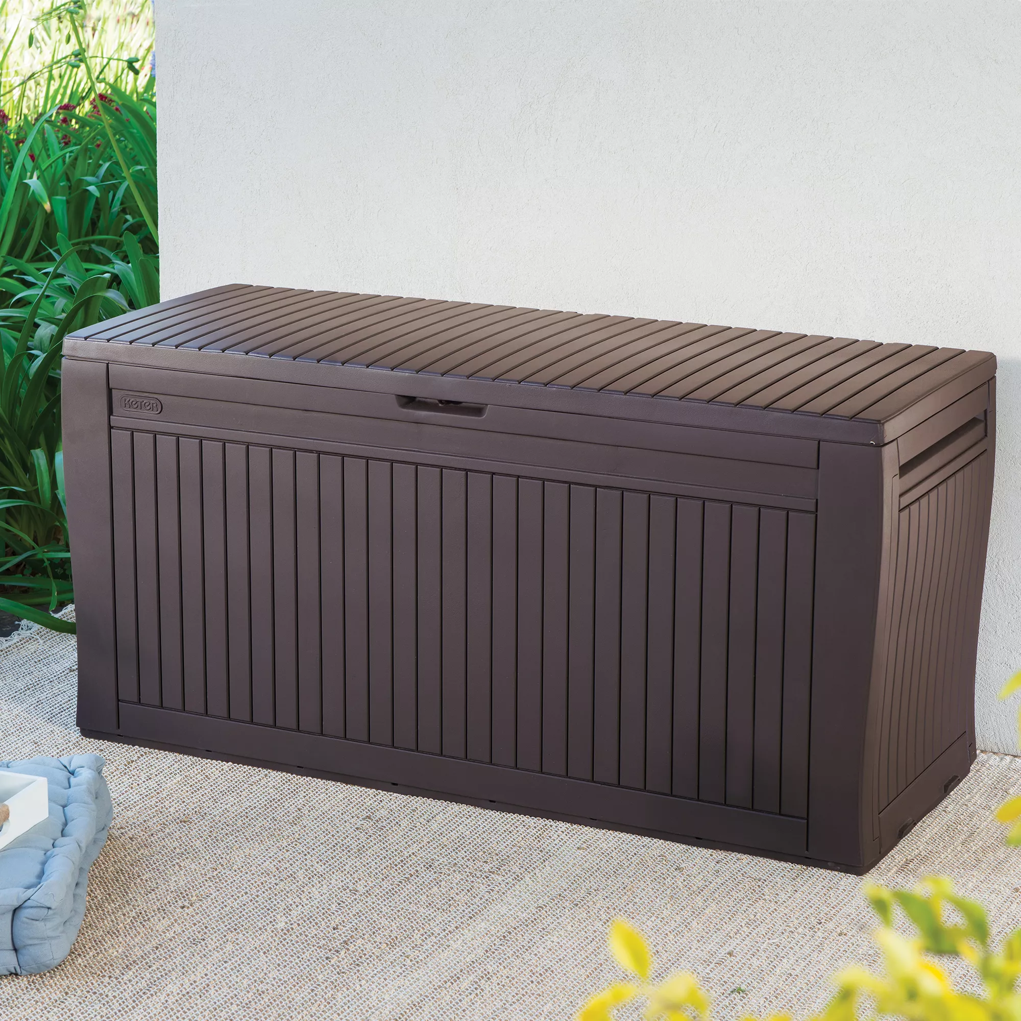 Keter Comfy Wood Effect Plastic Garden Storage Box 270L