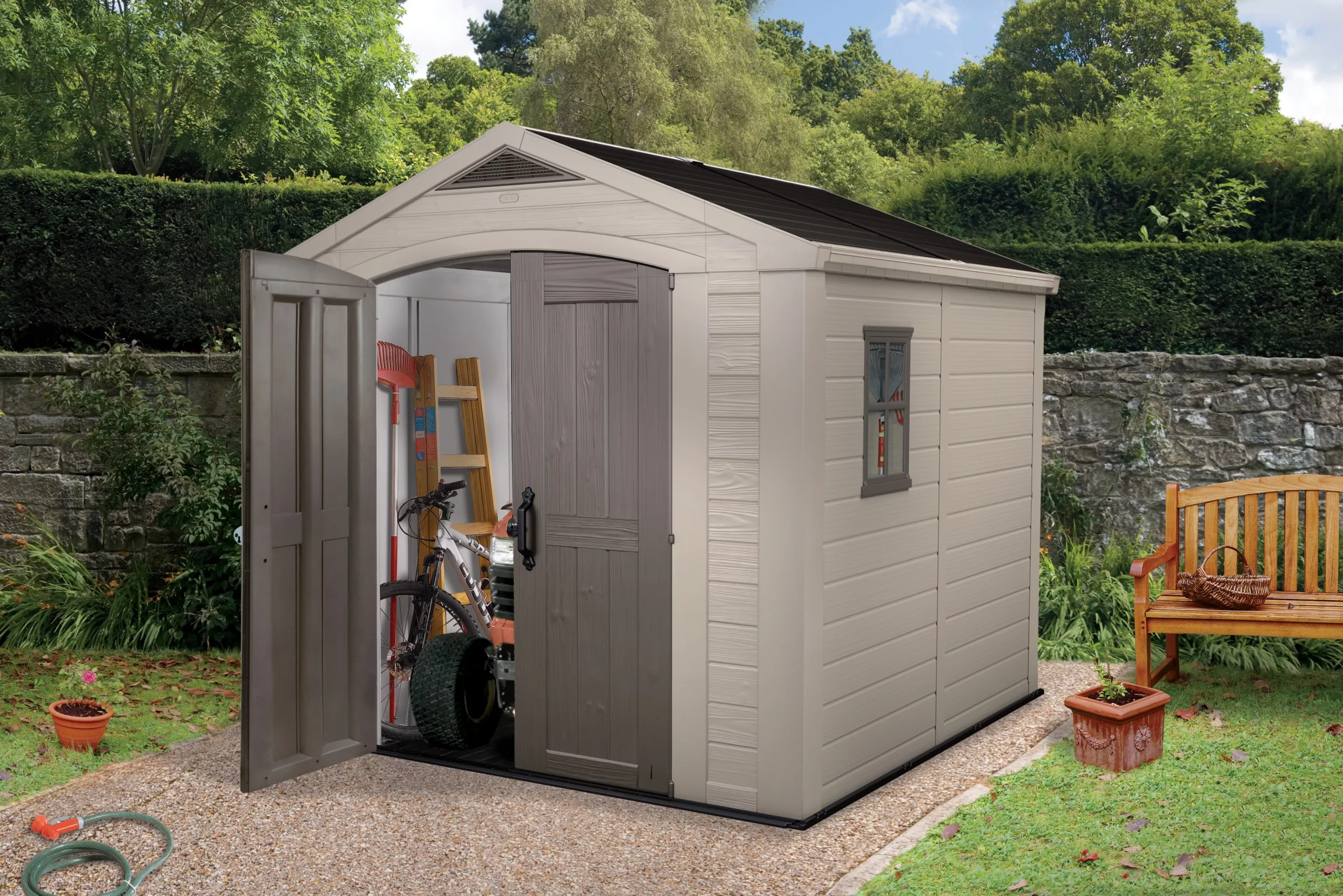 Keter Factor 8x8 Apex Beige Plastic Shed With Floor - Image 15