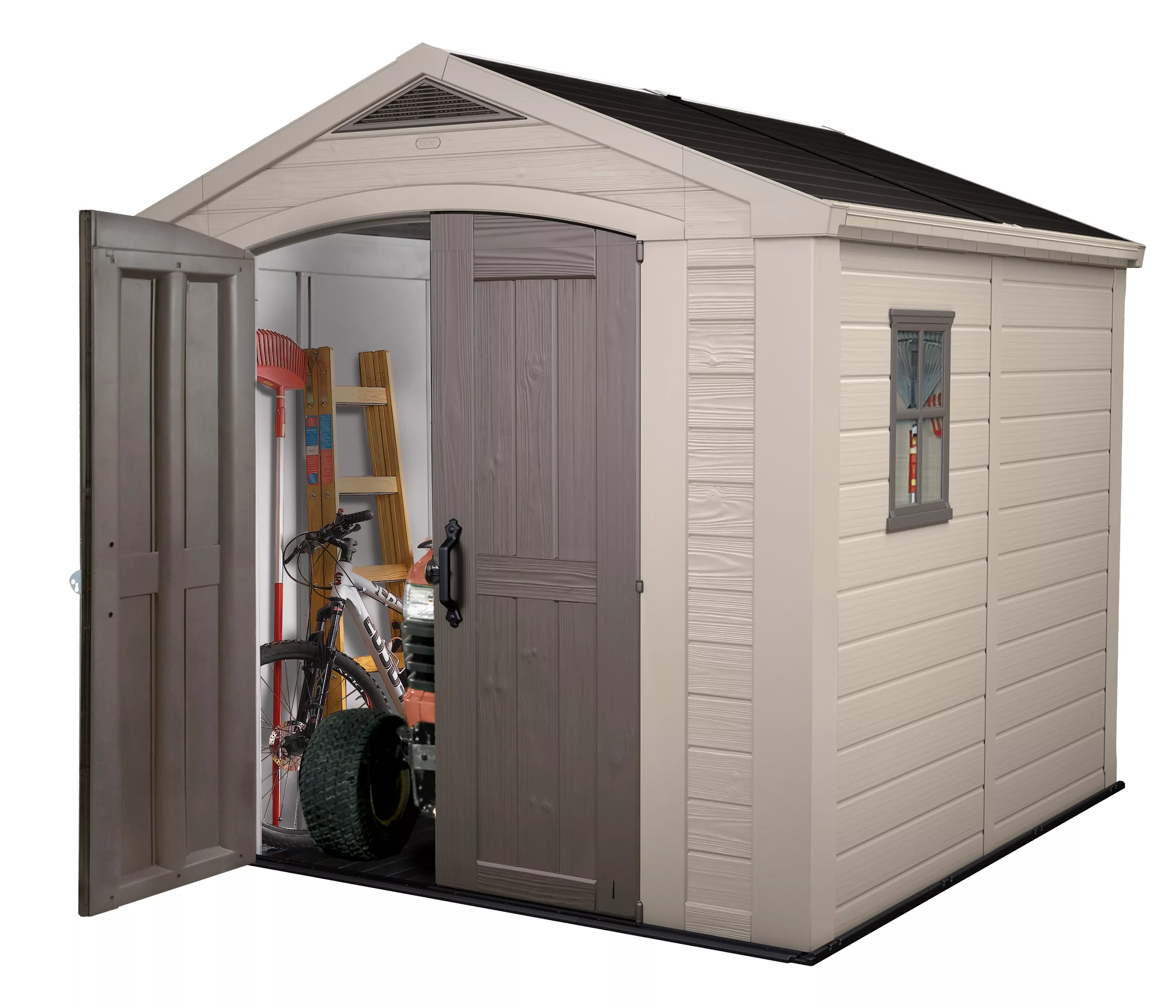 Keter Factor 8x8 Apex Beige Plastic Shed With Floor - Image 11