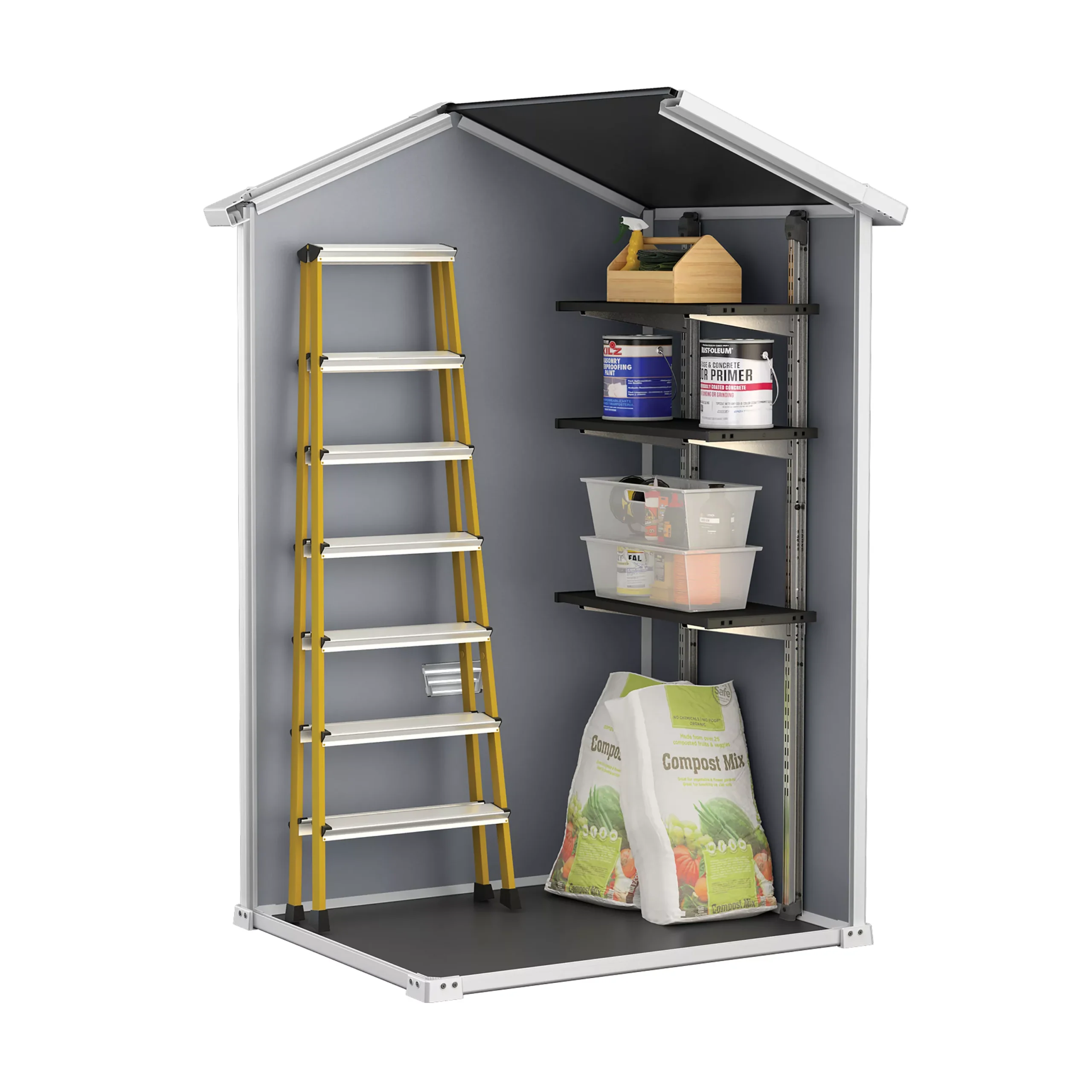 Keter Manor 4x3 Ft Apex Grey Plastic Shed (Base Included) - Image 7