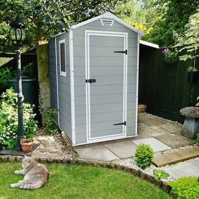 Keter Manor 6x4 Ft Gable Grey Plastic Shed With Floor - Image 5