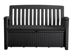 Keter Patio Wood Effect Garden Storage Bench Box - Partial Assembly Required 227L