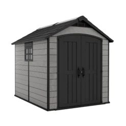Keter Premier Grey Plastic 2 Door 2 Windows Shed With Floor (Base Included)