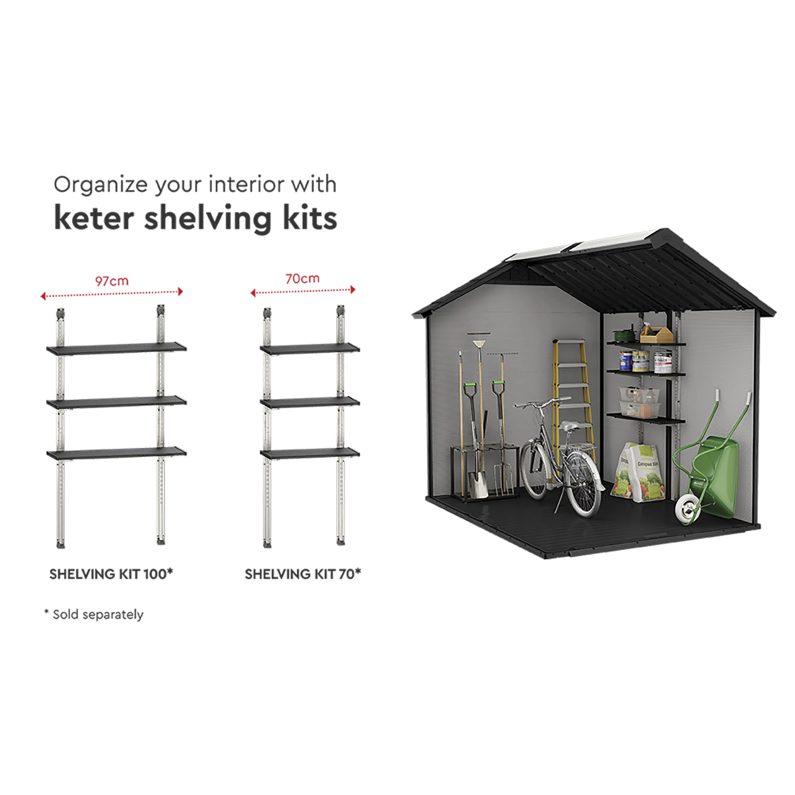 Keter Premier Grey Plastic 2 Door 2 Windows Shed With Floor (Base Included) - Image 10